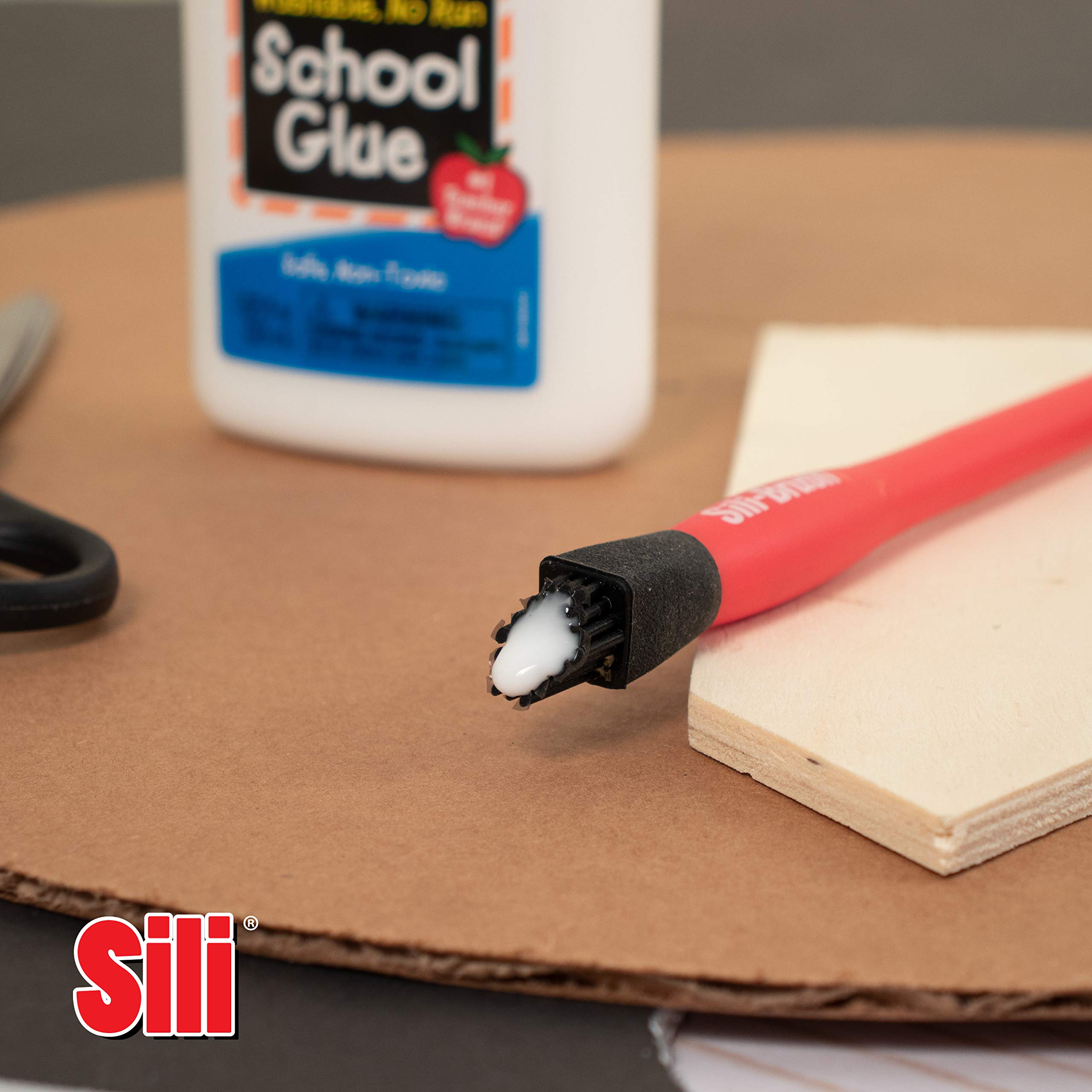 Non-Stick Silicone Wood Glue Brush Applicator Kit with Comb & Squeegee - Reusable Glue Spreader & Tray for Woodworking, Crafts, Arts & Hobby Projects - Perfect for DIY Furniture, Model Making, and Home Repairs
