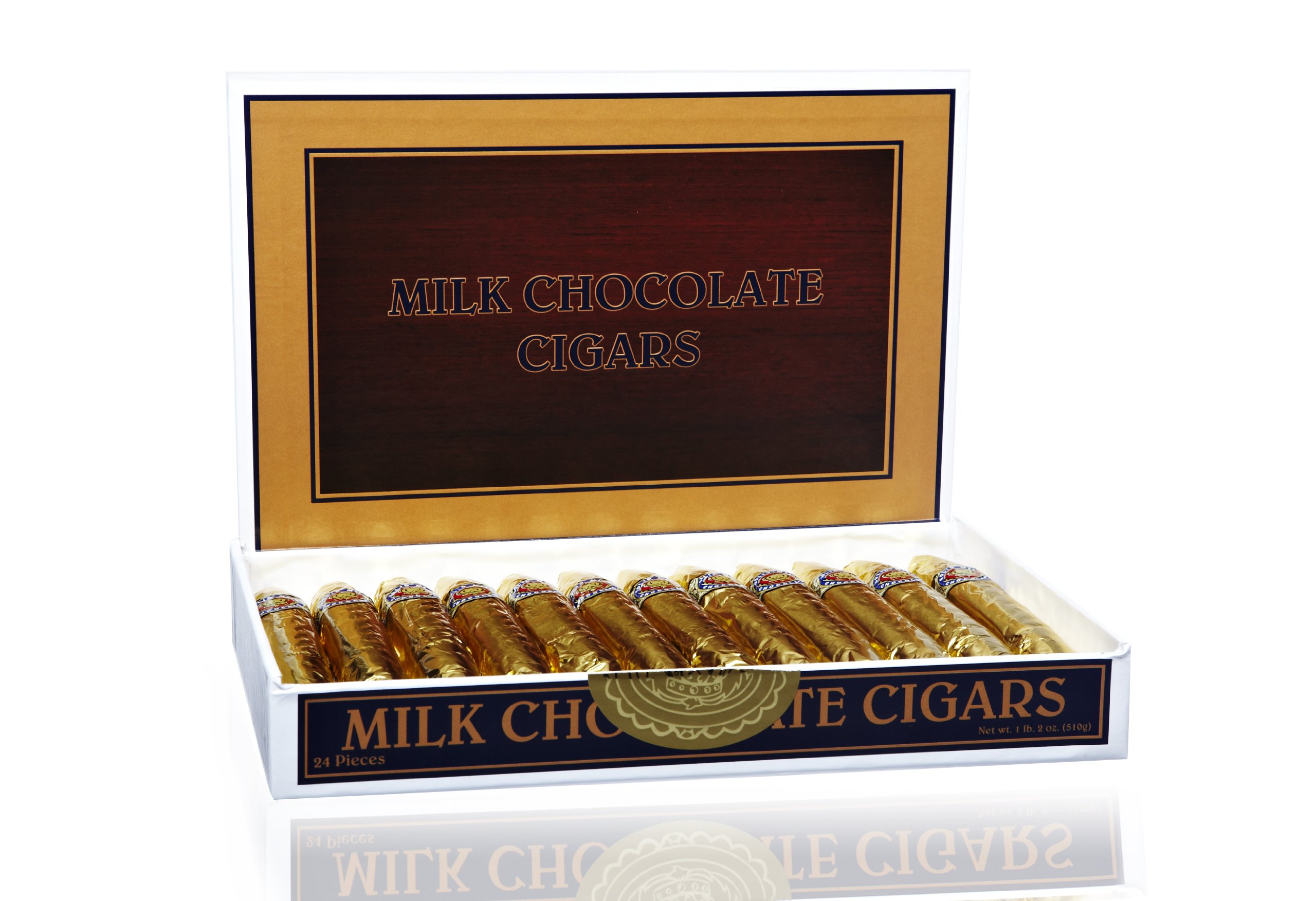 Premium Solid Milk Chocolate Cigars - 24oz Gold Wrapped Box - Made in USA - Gourmet Gift for Birthdays, Weddings & Corporate Events