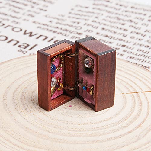 1:12 Miniature Wooden Jewelry Box - Small Decorative Storage for Dollhouse, Bedroom & Vanity Accessories - Perfect for Collectors and DIY Miniature Scenes