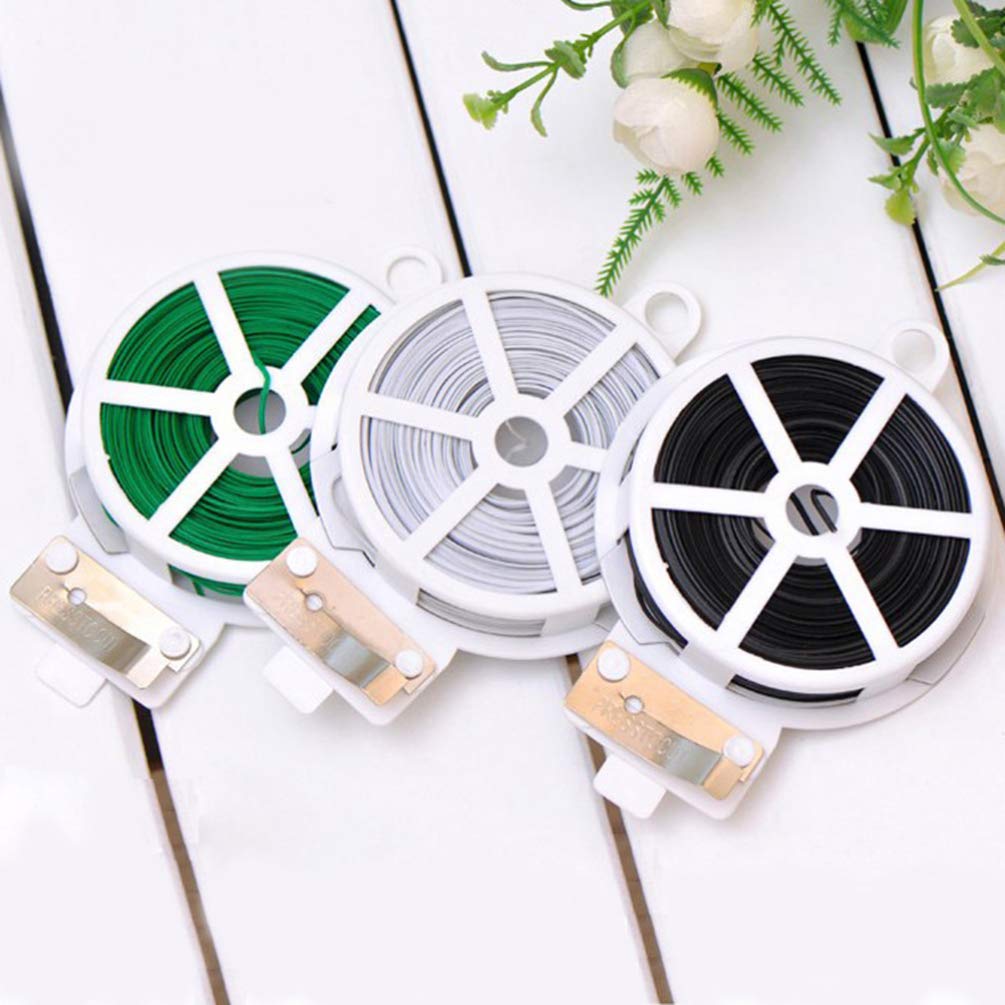 Cabilock 3-Pack Garden Plant Ties - Flexible White & Black Plant Support Wire, Bonsai Training Tape, Gardening Supplies for Vine Support, Pipeline Repair & Greenery Securing - Perfect for Indoor/Outdoor Plants, Greenhouses & DIY Projects
