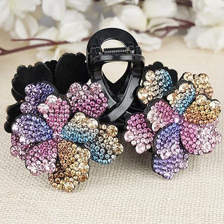 RUBELA Rhinestone Hair Claw Clip - Crystal Hair Clips for Women, Sparkling Multicolor Hair Accessories for Party, Wedding & Special Occasions