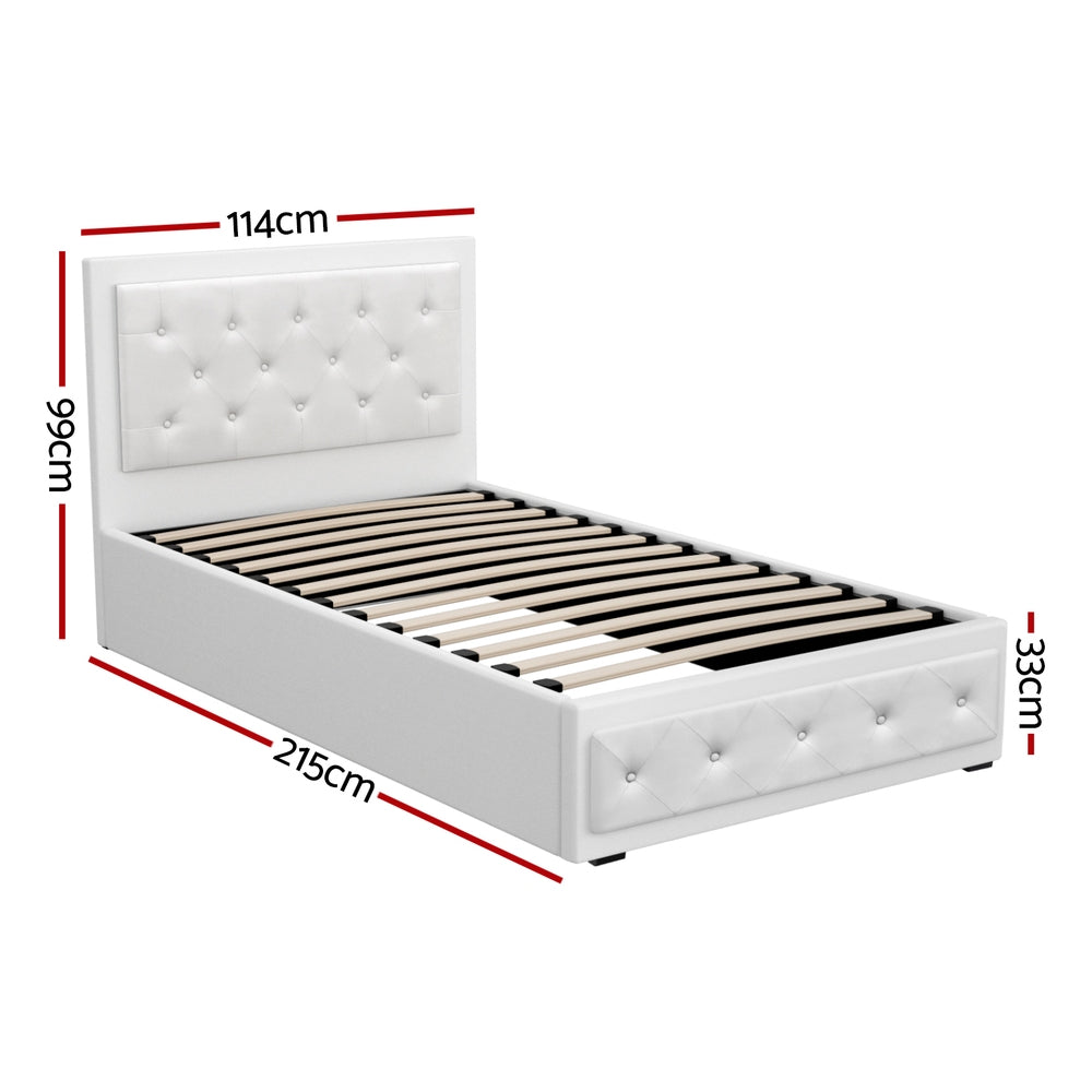 Bronte Storage King Single Bed Frame - White | Space-Saving Bed with Underbed Storage | Perfect for Small Bedrooms, Kids Rooms & Dormitories