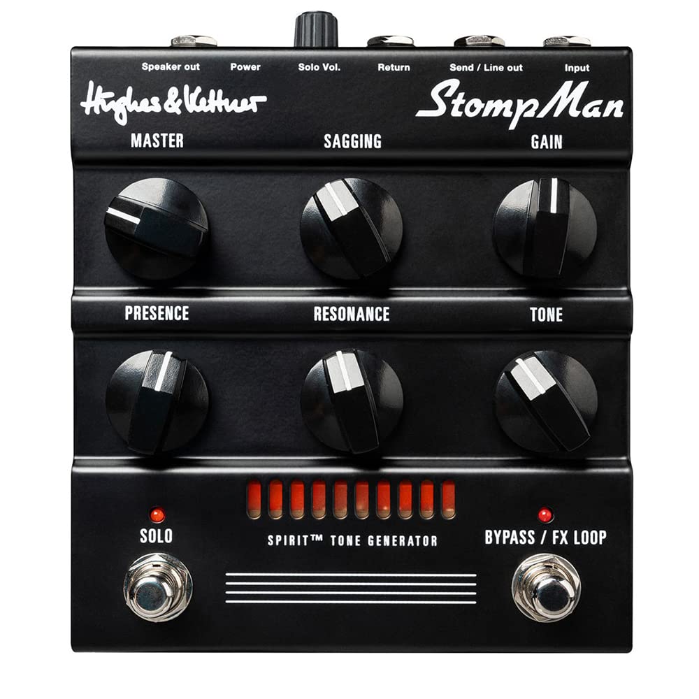Hughes & Kettner StompMan 50W Guitar Amplifier Pedal Bundle with Polsen HPC-A30-MK2 Professional Studio Headphones - Perfect for Home Recording, Live Performances & Music Practice