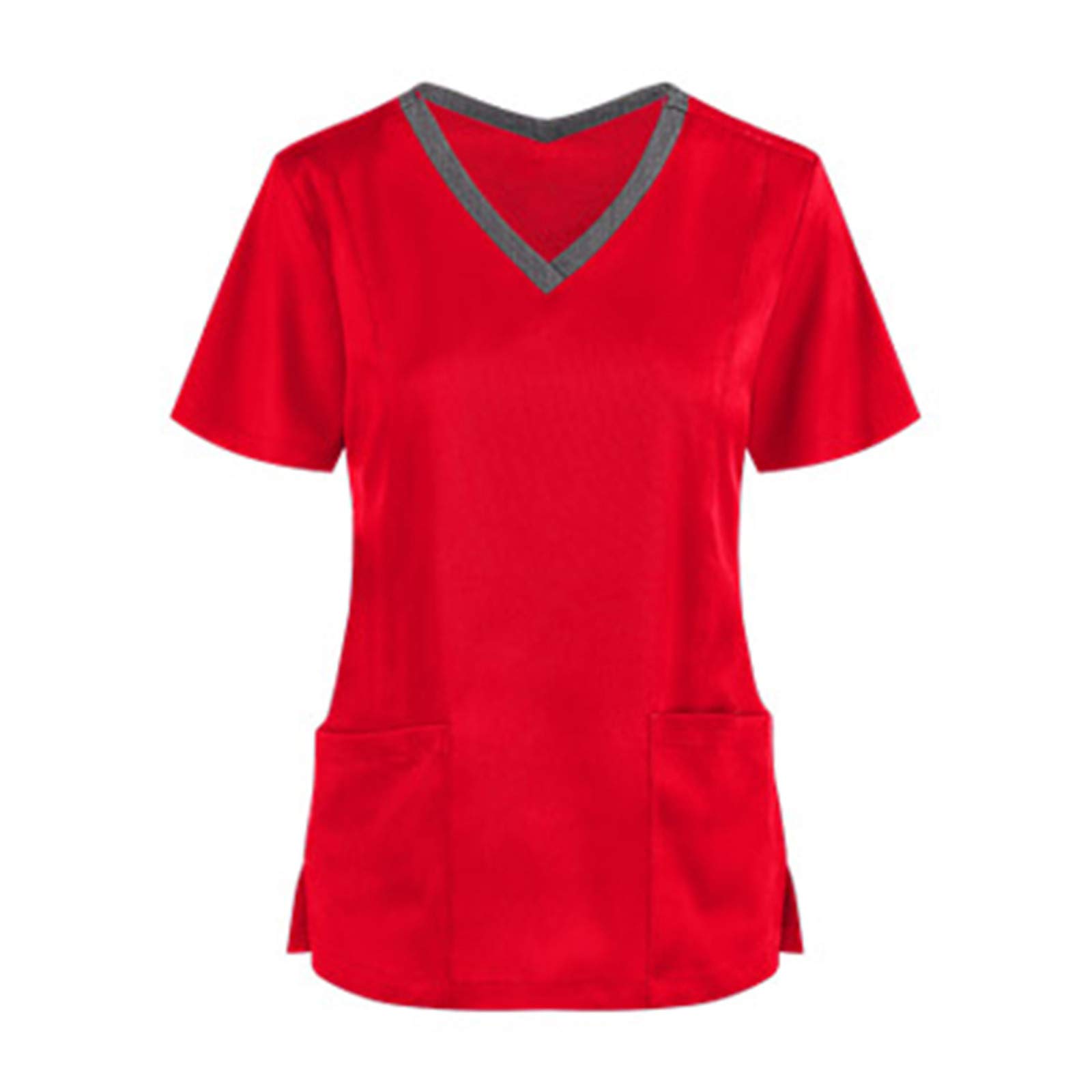 Halloween T-Shirts for Women - V Neck & Crewneck Summer Color Block Tops | Fashion Loose Casual Tee (Red) - Perfect for Halloween Parties, Summer Outings & Casual Wear