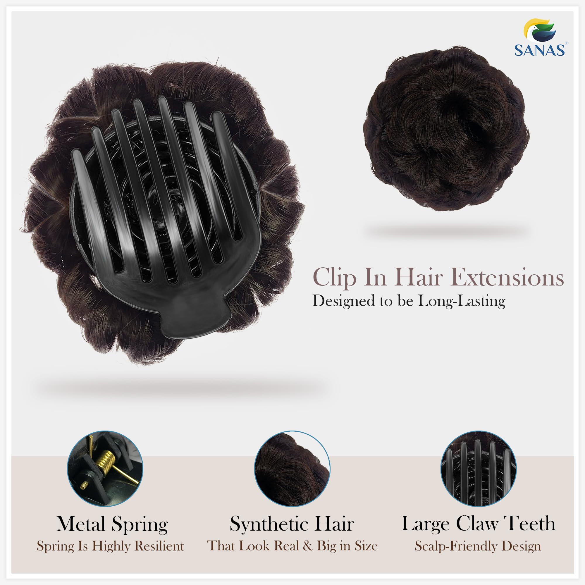 1PC Brown Hair Bun Extension for Women - Messy Bun Maker, Juda Accessories, Scrunchies & Hair Styling Tools - Perfect for Updos, Ponytails & Everyday Hairstyles