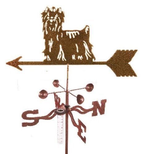 Yorkie Dog Rain Gauge Garden Stake Weathervane - Handmade in USA | Outdoor Yard Decor for Dog Lovers & Garden Enthusiasts