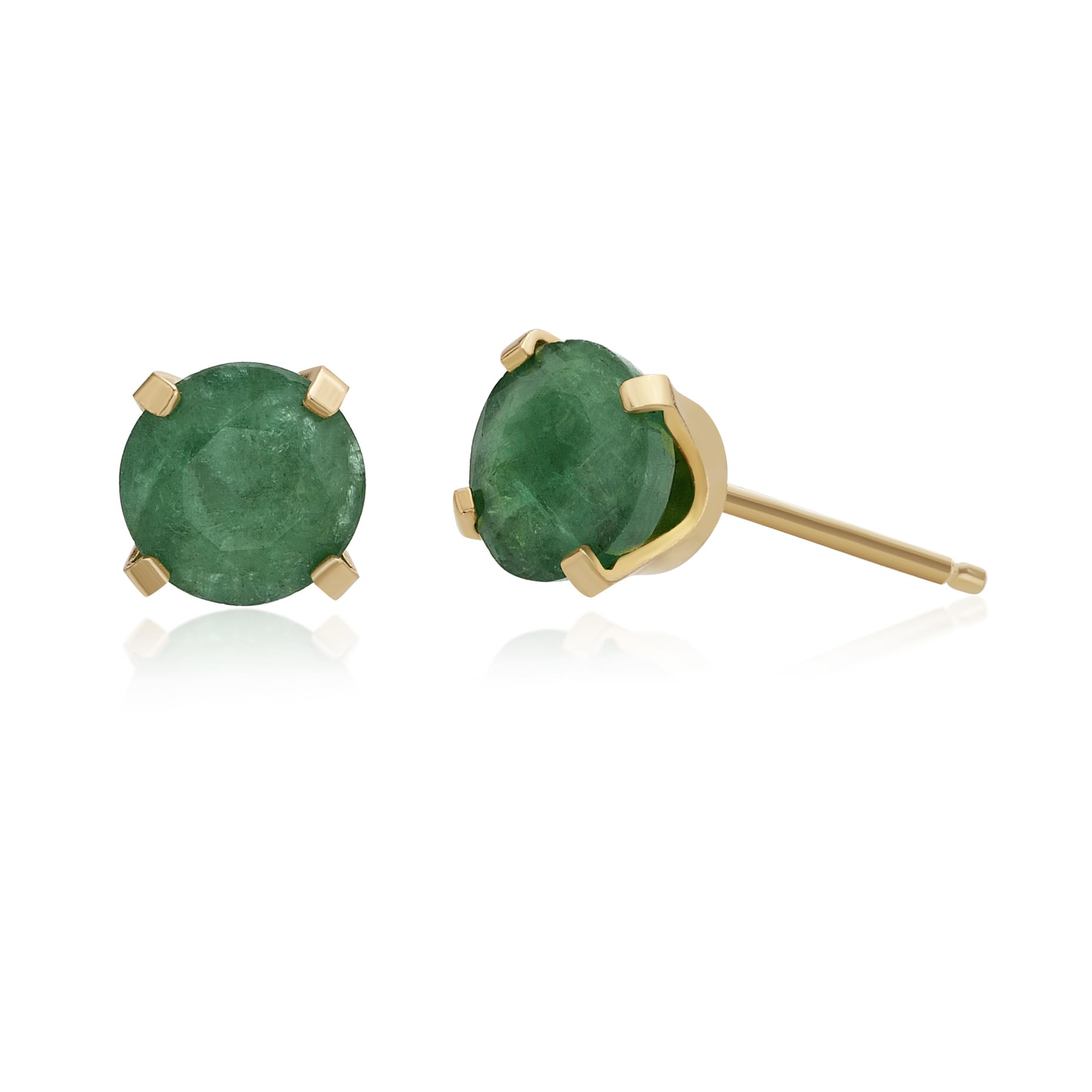 Natural Gemstone Round Stud Earrings for Women - 14k Yellow/White Gold, 5mm Push Back Birthstone Jewelry by Lavari Jewelers | Perfect Gift for Birthday, Anniversary & Everyday Elegance