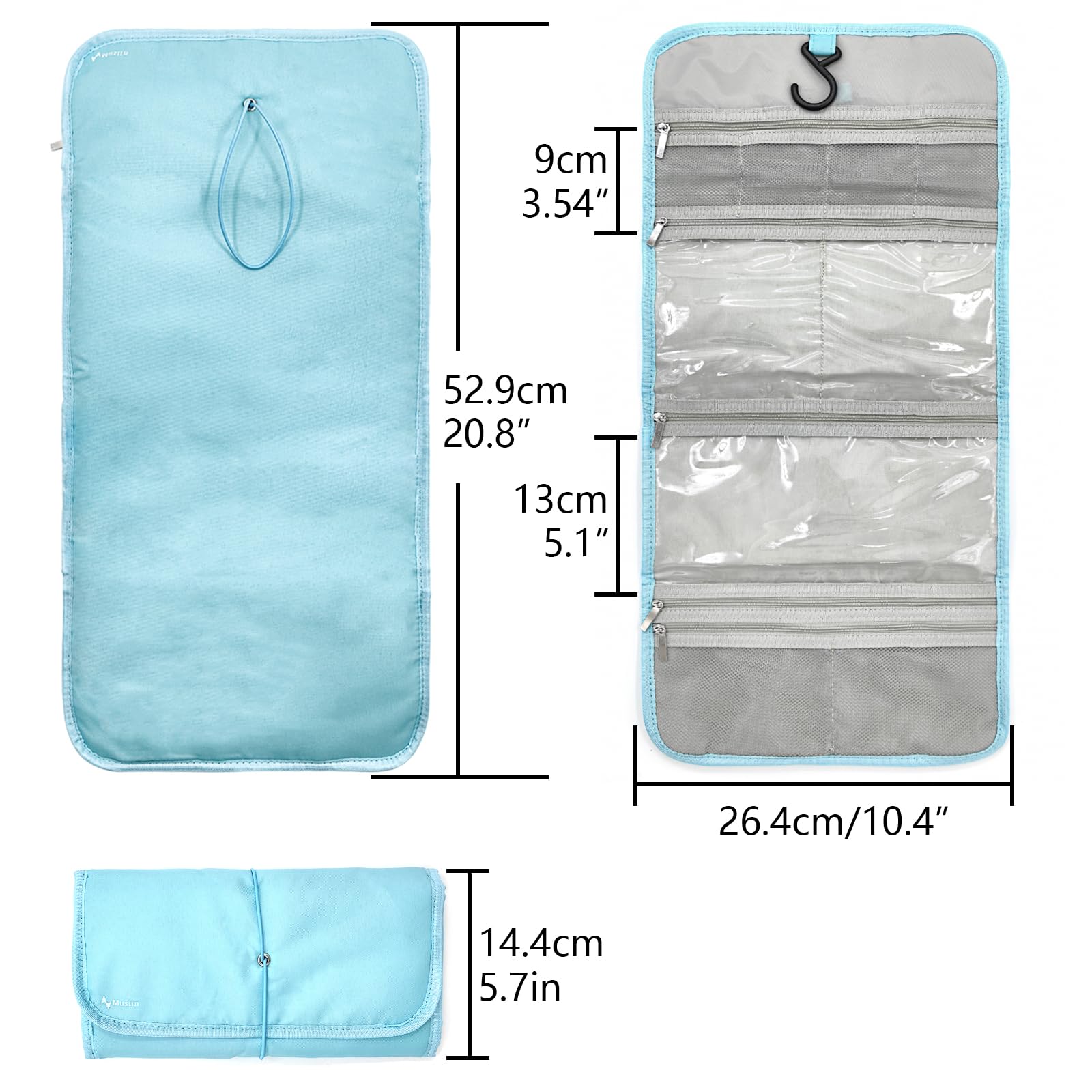 **Foldable Guitar Accessory Organizer Bag with Pockets - Holds Picks, Strap, Capo & Strings - Portable Storage Case (Blue) - Perfect for Travel, Practice & Gig Storage**