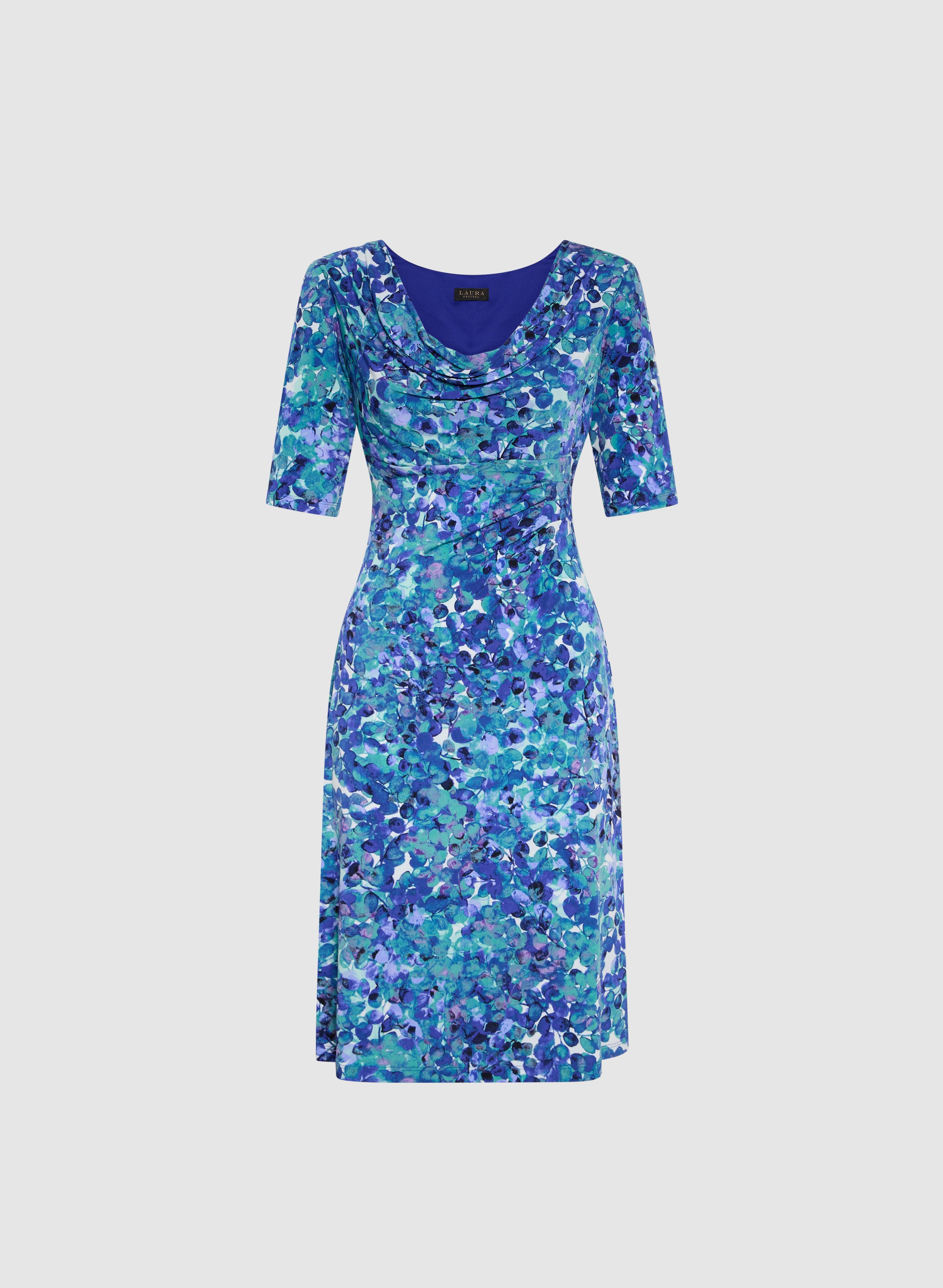 Elegant Floral Print Cowl Neck Dress for Women - Perfect for Weddings, Parties & Special Occasions