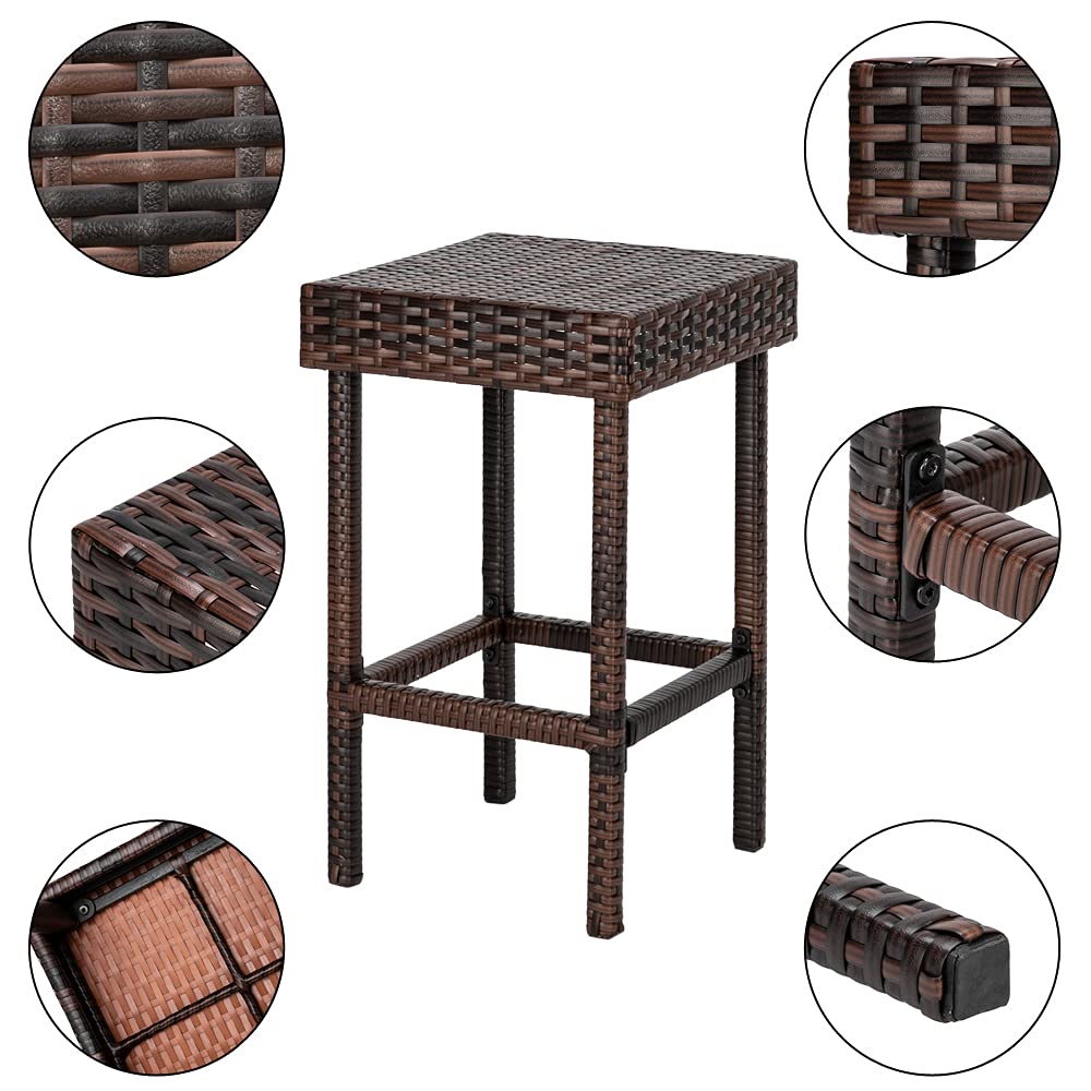 4 PCS Patio Bar Stools - Outdoor Wicker Backless Stools with Rattan Design, Modern Patio Furniture for Lawn, Poolside, Backyard & Garden - Perfect for Outdoor Dining, Lounging & Entertaining
