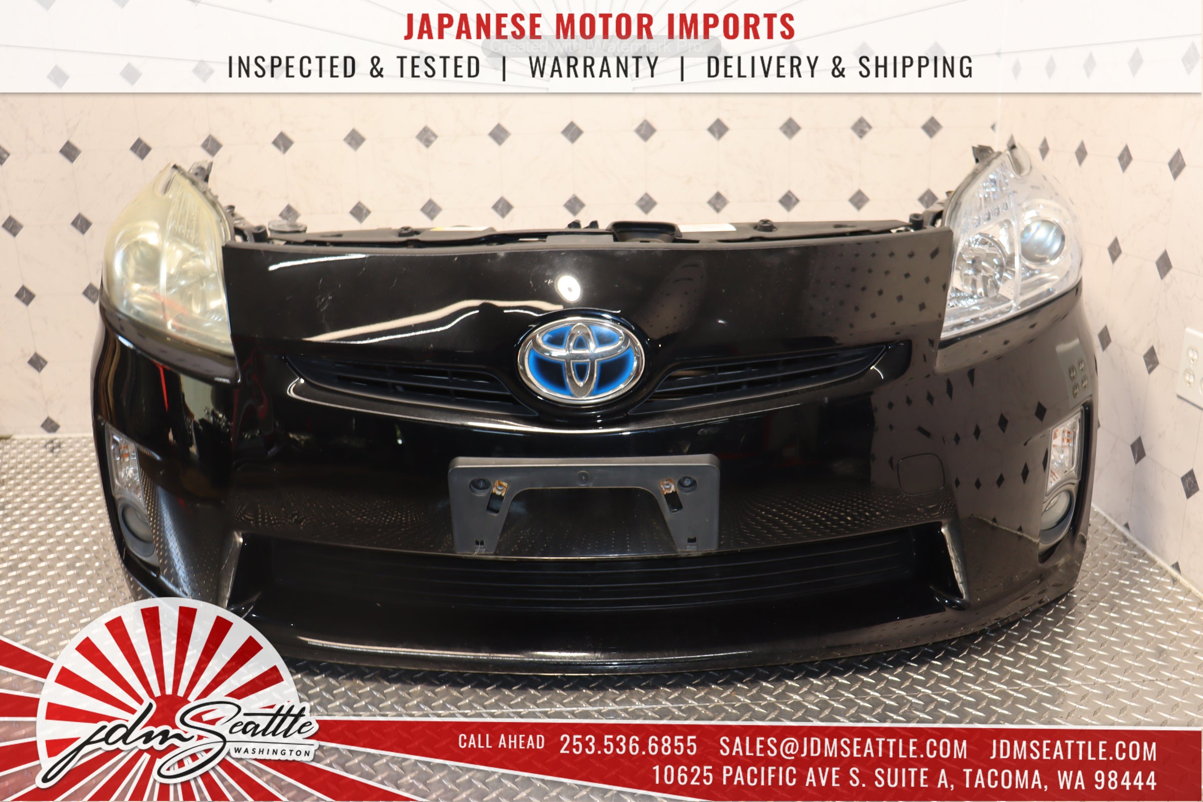 JDM 10-15 Toyota Prius Hybrid Front Bumper Replacement with Hood & Fenders in Black - Perfect for Car Restoration & Customization Projects
