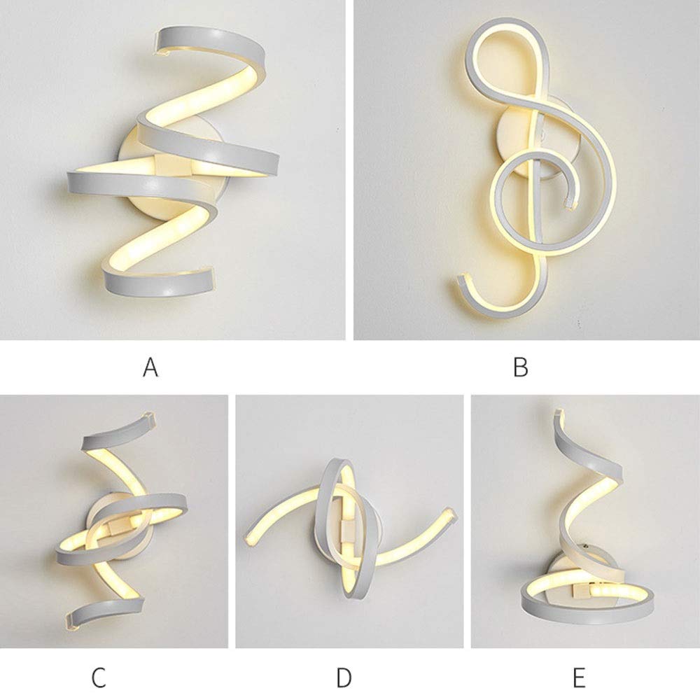 Modern LED Wall Lamp Spiral Aluminum Sconce - 24W Tri-Tone Adjustable Light (3000K) for Bedroom, Living Room, Study, Cafe & Corridor - Energy-Efficient Indoor Reading Light (Size A)