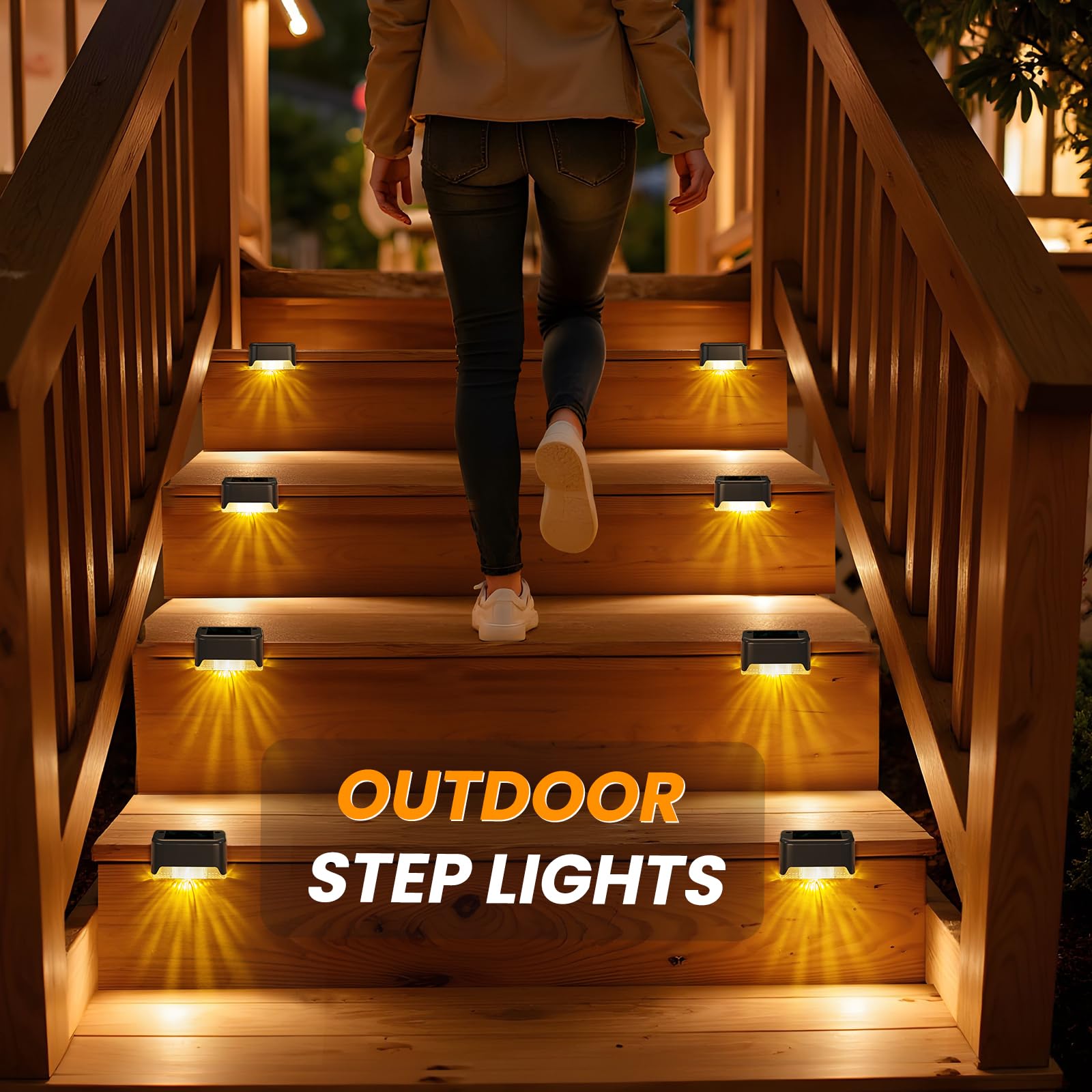 APONUO 16 Pack Solar Deck Lights - Waterproof Outdoor LED Solar Step Lights for Stairs, Fence, Backyard & Patio (Warm White) | Perfect for Pathway, Garden & Landscape Lighting at Night