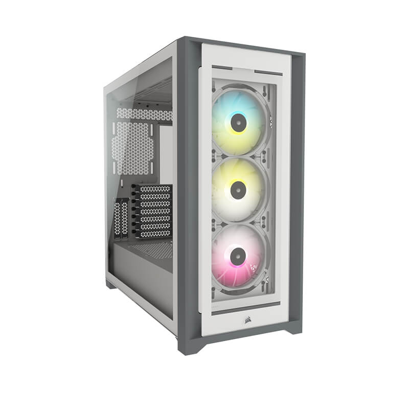 Corsair iCUE 5000X RGB Tempered Glass Mid Tower ATX PC Case - White | High Airflow Design with 3 RGB Fans | Perfect for Gaming Rigs & Workstation Builds