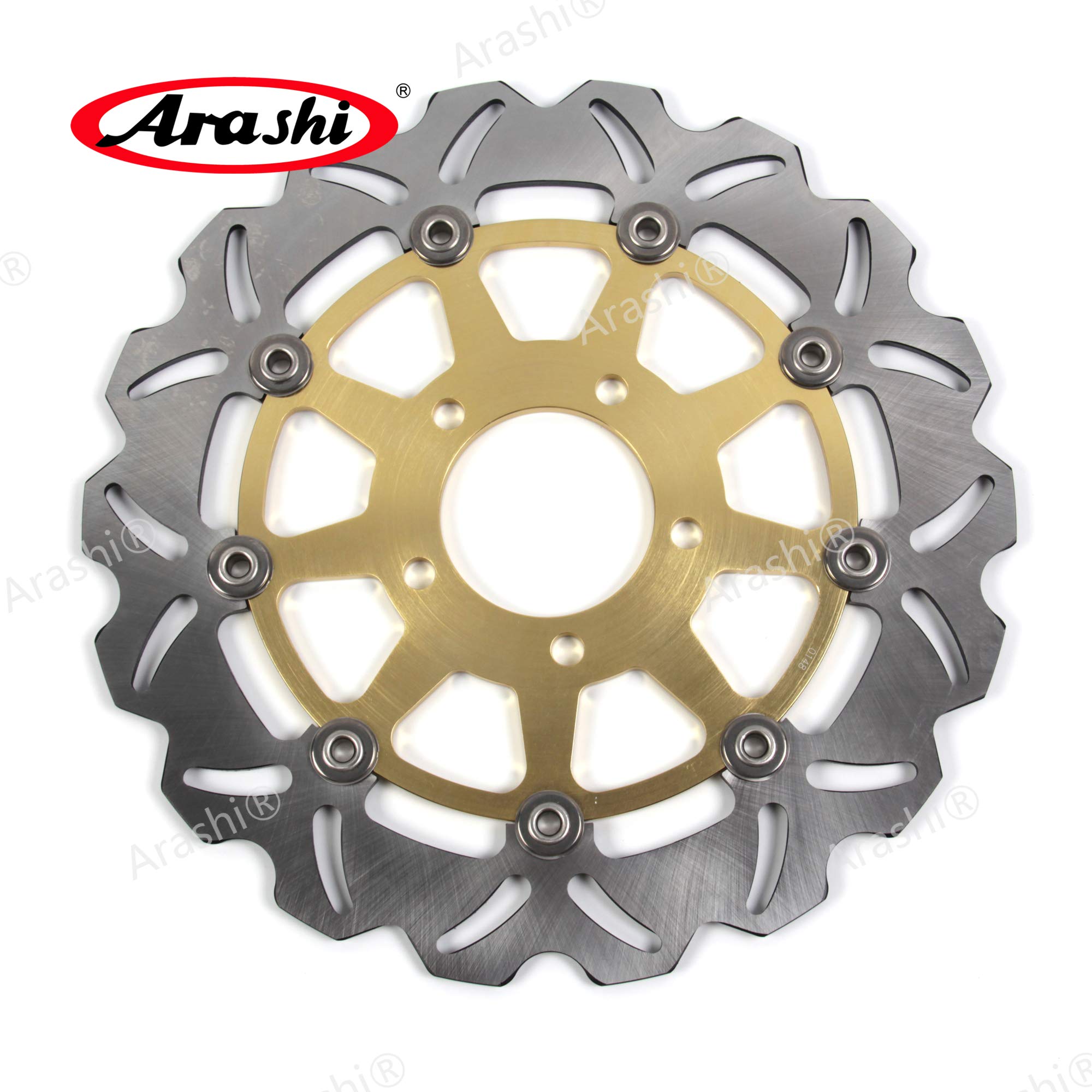 Suzuki GSXR 1000 2003-2004 K3 K4 Front & Rear Gold Brake Discs Rotors - High Performance Motorcycle Replacement Parts for GSX-R1000 - Perfect for Racing, Street Riding and Daily Commuting