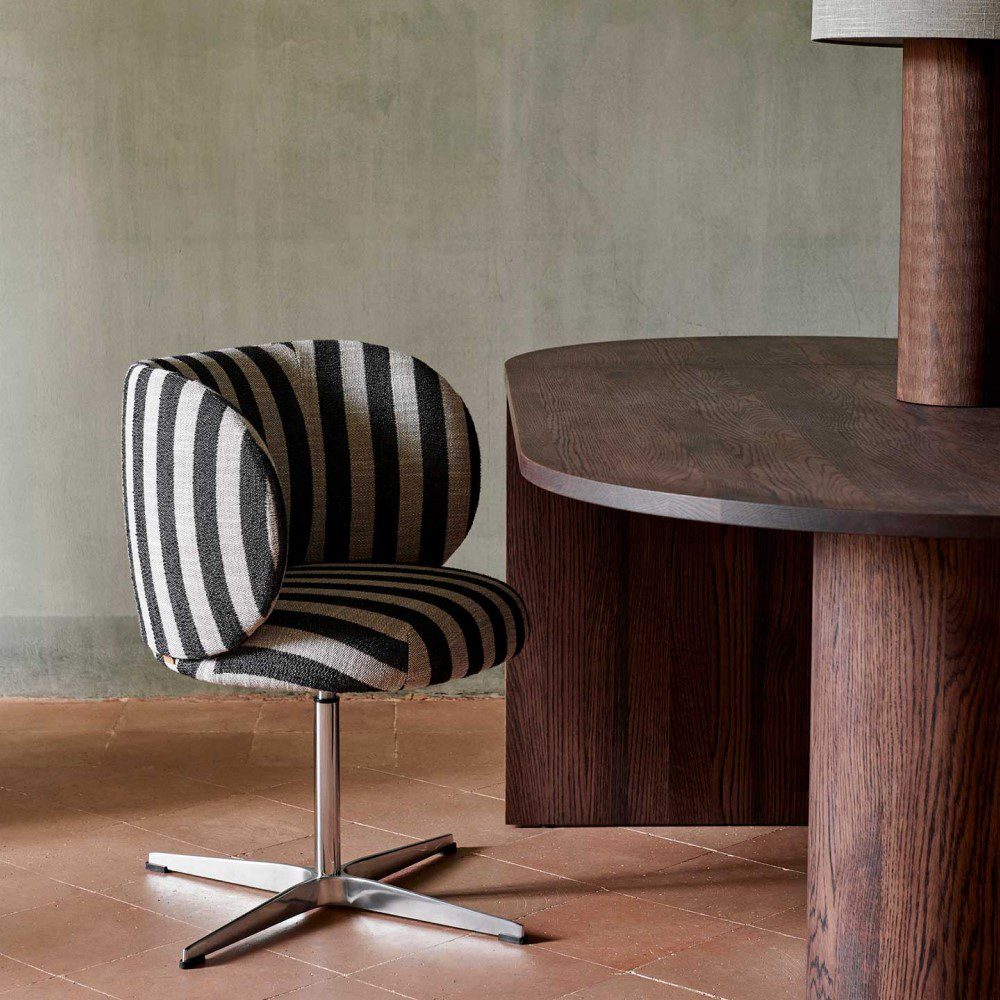 FERM LIVING Rico Swivel Dining Chair - Modern Louisiana Design in Sand/Black - Perfect for Kitchen, Dining Room & Home Office