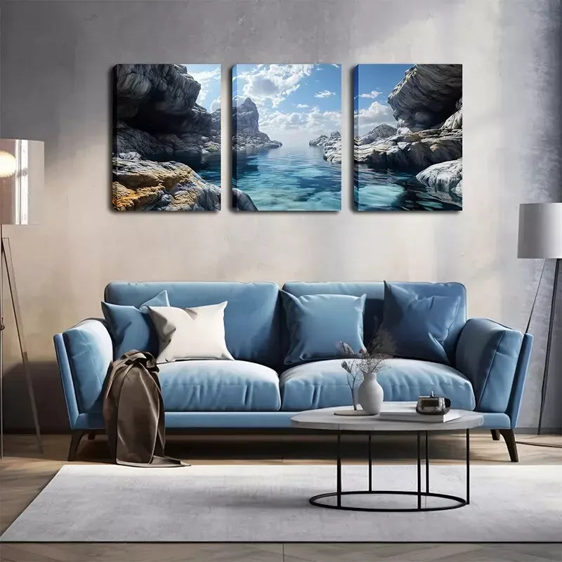 3-Piece Small Streams in the Mountains Wall Art Set - Framed Canvas 40x60cm (16x24in) - High Quality Print - 100% Australian Made - Ready to Hang - Perfect for Living Room, Bedroom & Office Decor