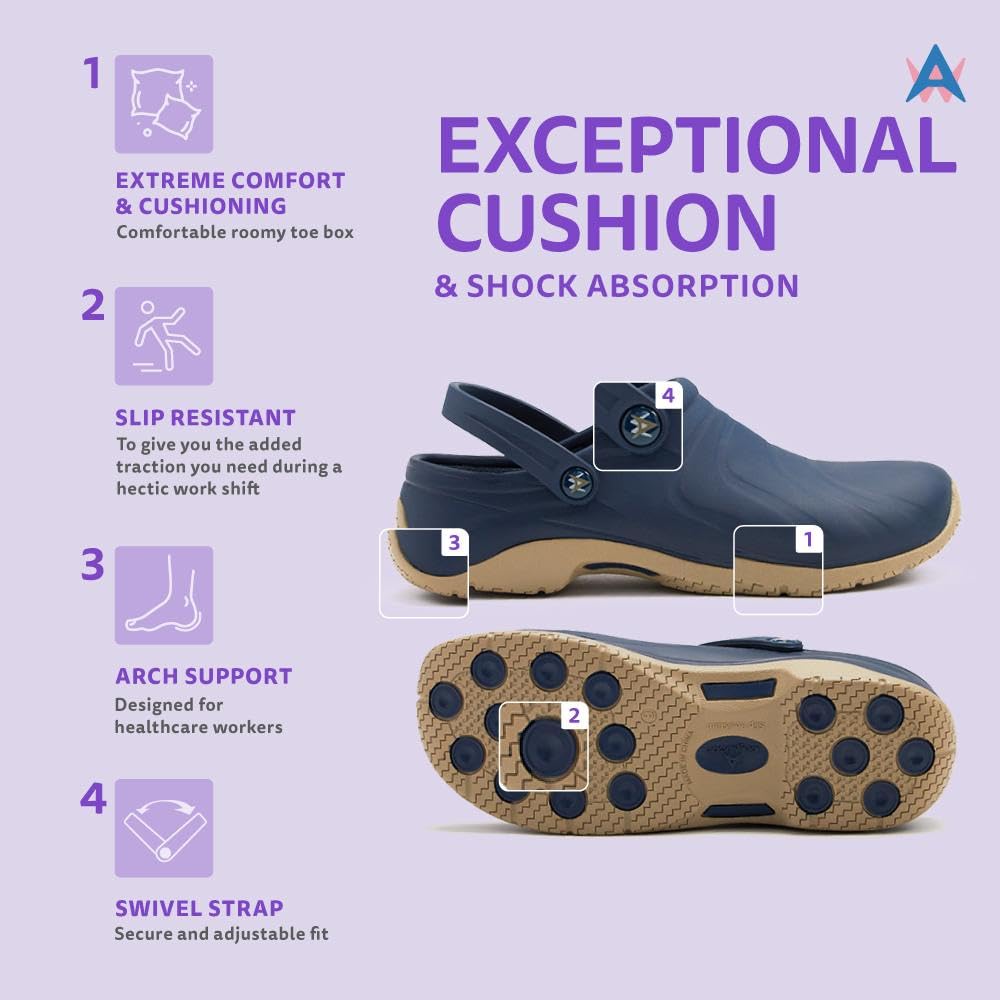 **Anywear Zone Nursing Clogs for Women & Men – Lightweight Non-Slip Work Shoes with EVA Cushion & Ventilated Insoles – Comfortable for Healthcare, Hospitality & Indoor Use**