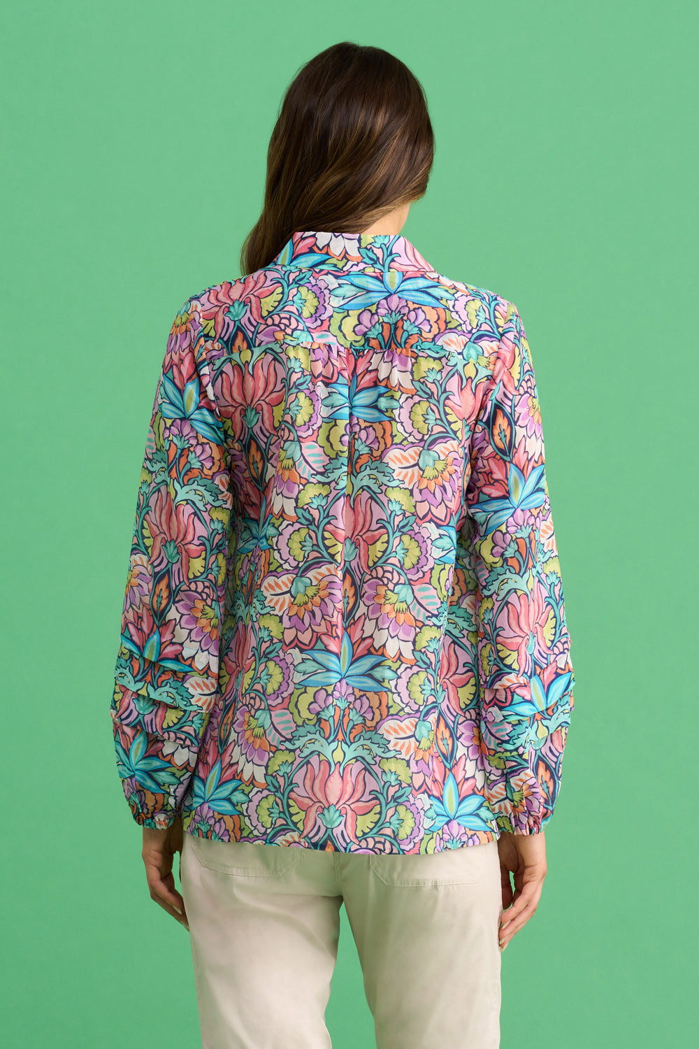 Printed Cotton Silk Shirt with Lotus Floral Design | Elegant Blouse for Women | Perfect for Office Wear, Casual Outings & Summer Fashion
