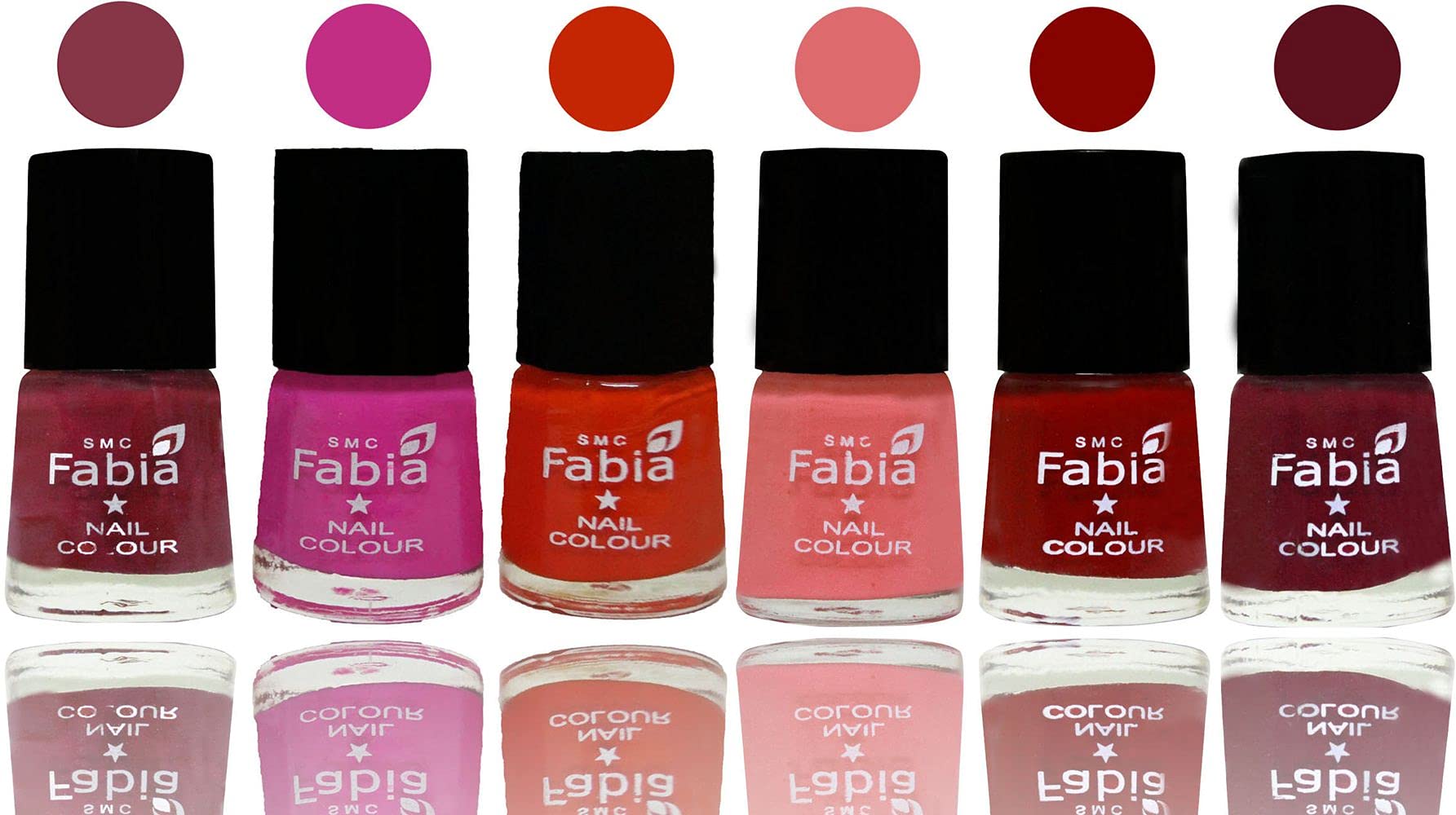 SMC Fabia Shine Bright Glossy Nail Polish Set - 6 Vibrant Colors (03148) | Long-Lasting, Chip-Resistant Formula for Manicures & Pedicures | Perfect for Parties, Weddings & Everyday Wear