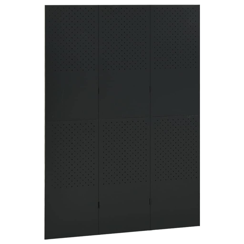 CHARMMA 3-Panel Black Steel Room Divider Screen - 47.2