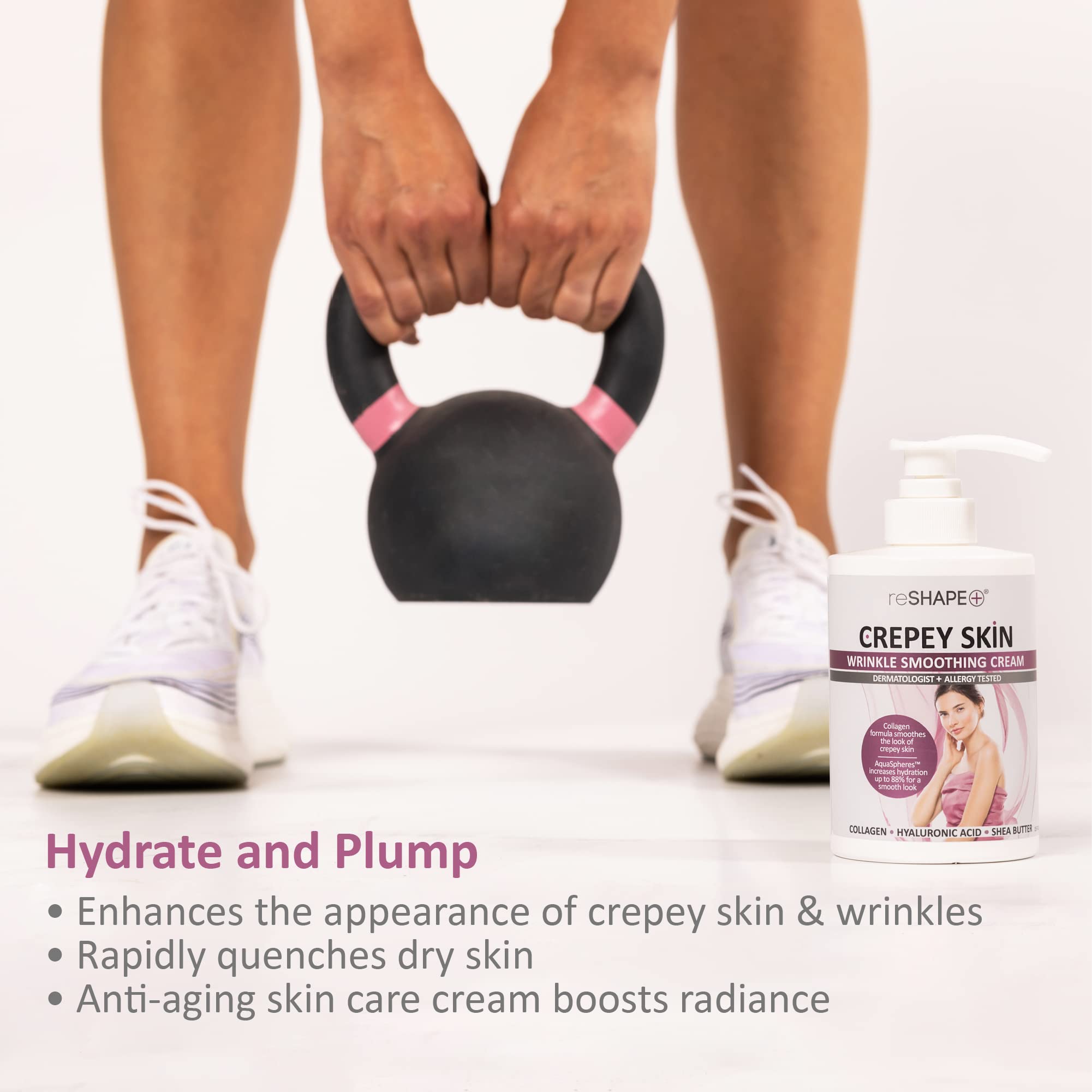 Reshape+ Collagen Body & Face Cream - Anti-Aging Moisturizing Lotion for Skin Tightening & Cellulite Reduction | Improves Elasticity & Firms Sagging Skin with Green Tea, Aloe Vera & Chamomile | 15 Fl Oz | Perfect for Daily Skincare Routine & Post-Workout Recovery