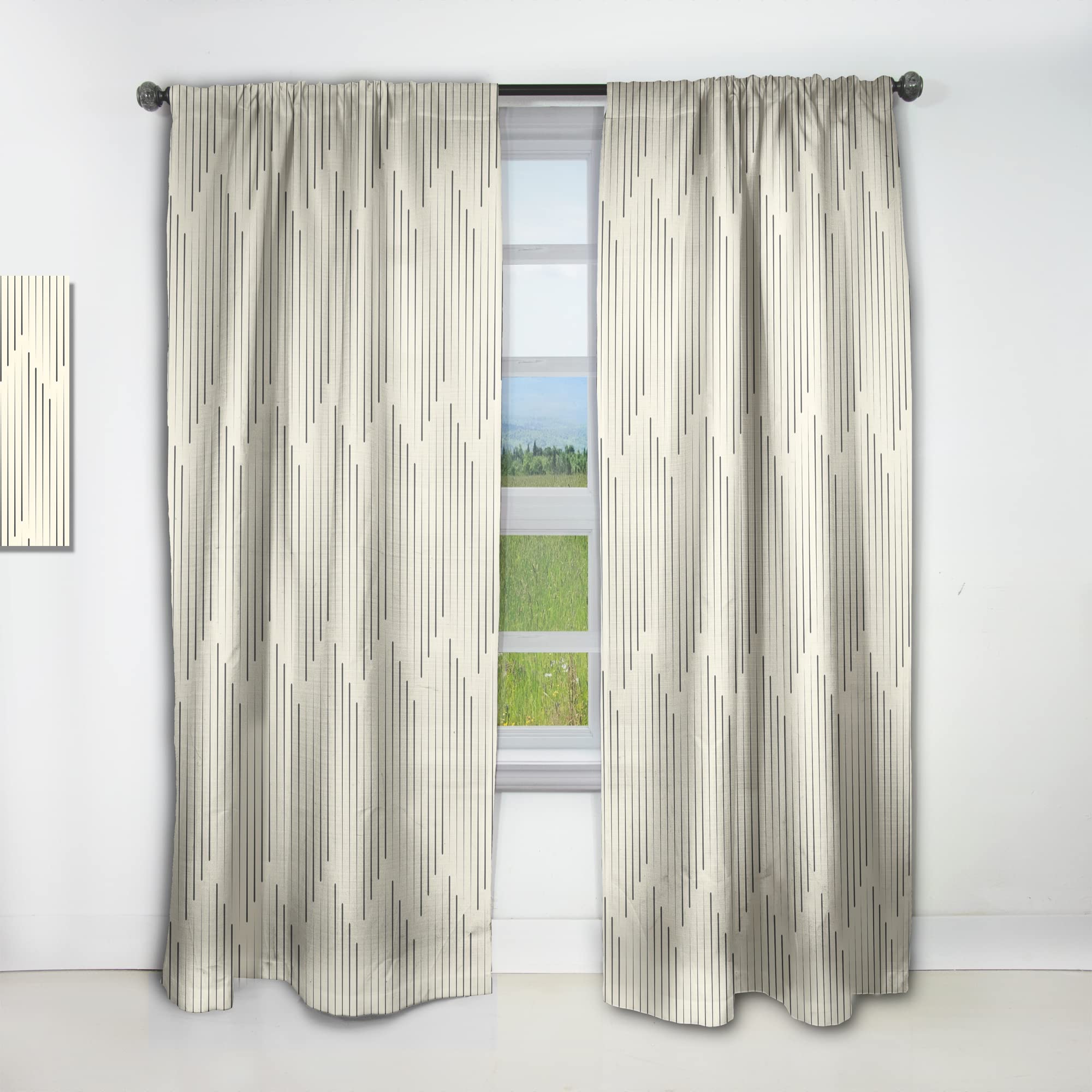 DesignQ Zigzag Minimal Striped Thermal Insulated Curtains - Single Panel 52x84 Inches - Blackout Drapes for Bedroom & Living Room - Perfect for Home Decor & Light Control