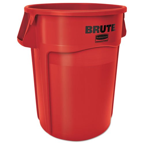 Rubbermaid Commercial 44 Gallon Heavy-Duty Vented Trash Can with Lid - Red, Durable Waste Bin for Kitchen, Office, Restaurant & Outdoor Use