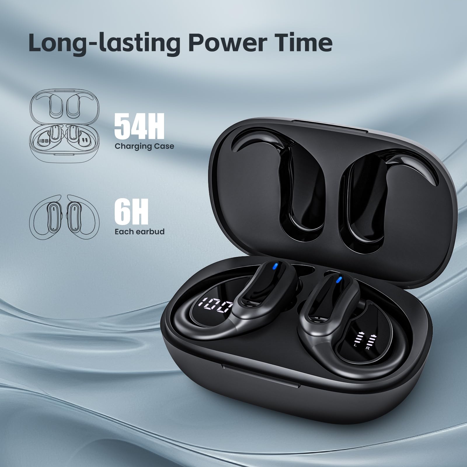 TRAUSI Wireless Bluetooth 5.3 Earbuds with Noise Cancelling Mic, IP7 Waterproof Stereo Headphones for Running, Workout, Gym & Travel - Silver | Perfect for Sports, Commuting & Outdoor Activities