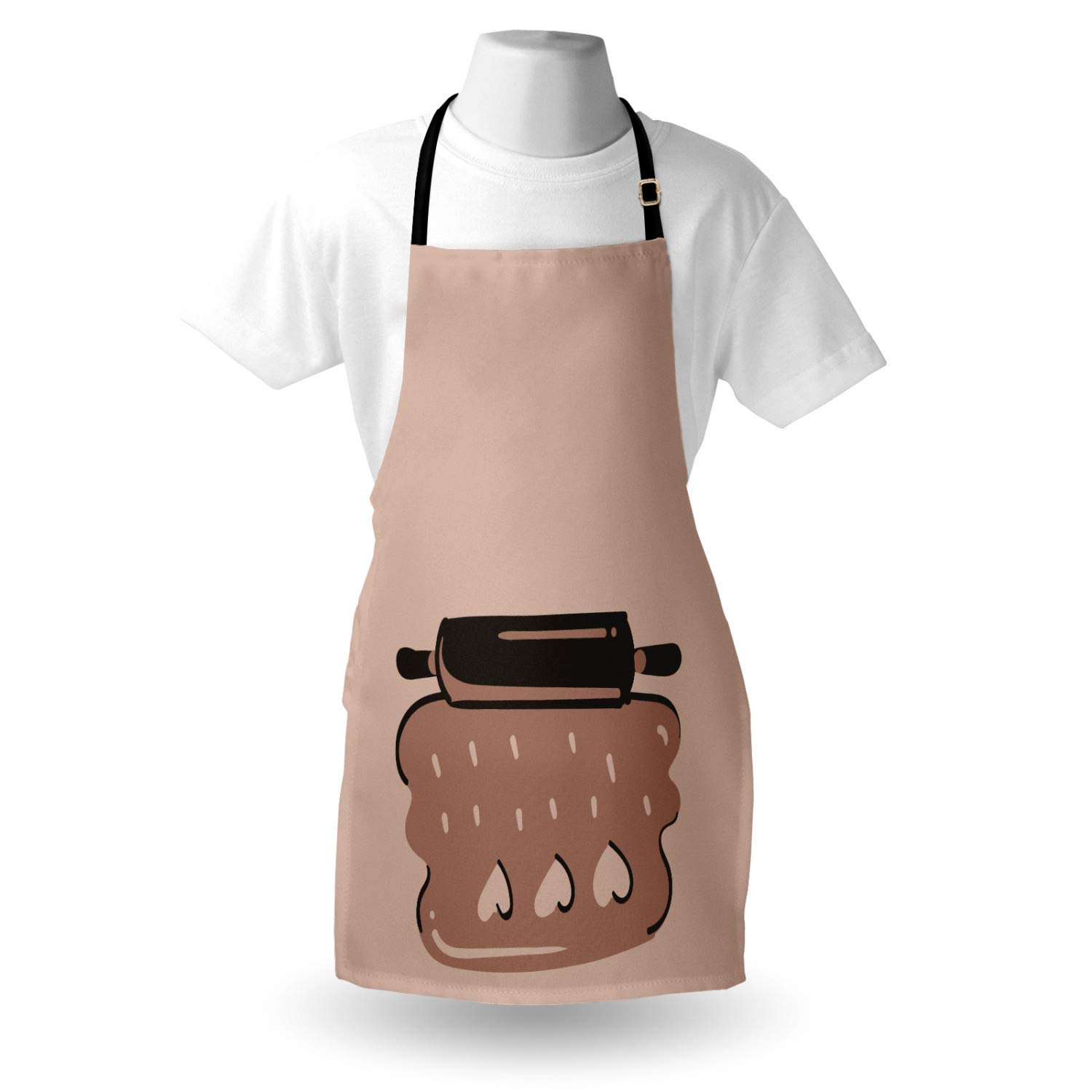Ambesonne Personalized Chef Apron for Baking & Cooking - Cartoon Love & Rolling Pin Heart Design - Adjustable Unisex Kitchen Bib for Adults - Pale Salmon - Perfect for Home Cooks, Bakers & Culinary Enthusiasts