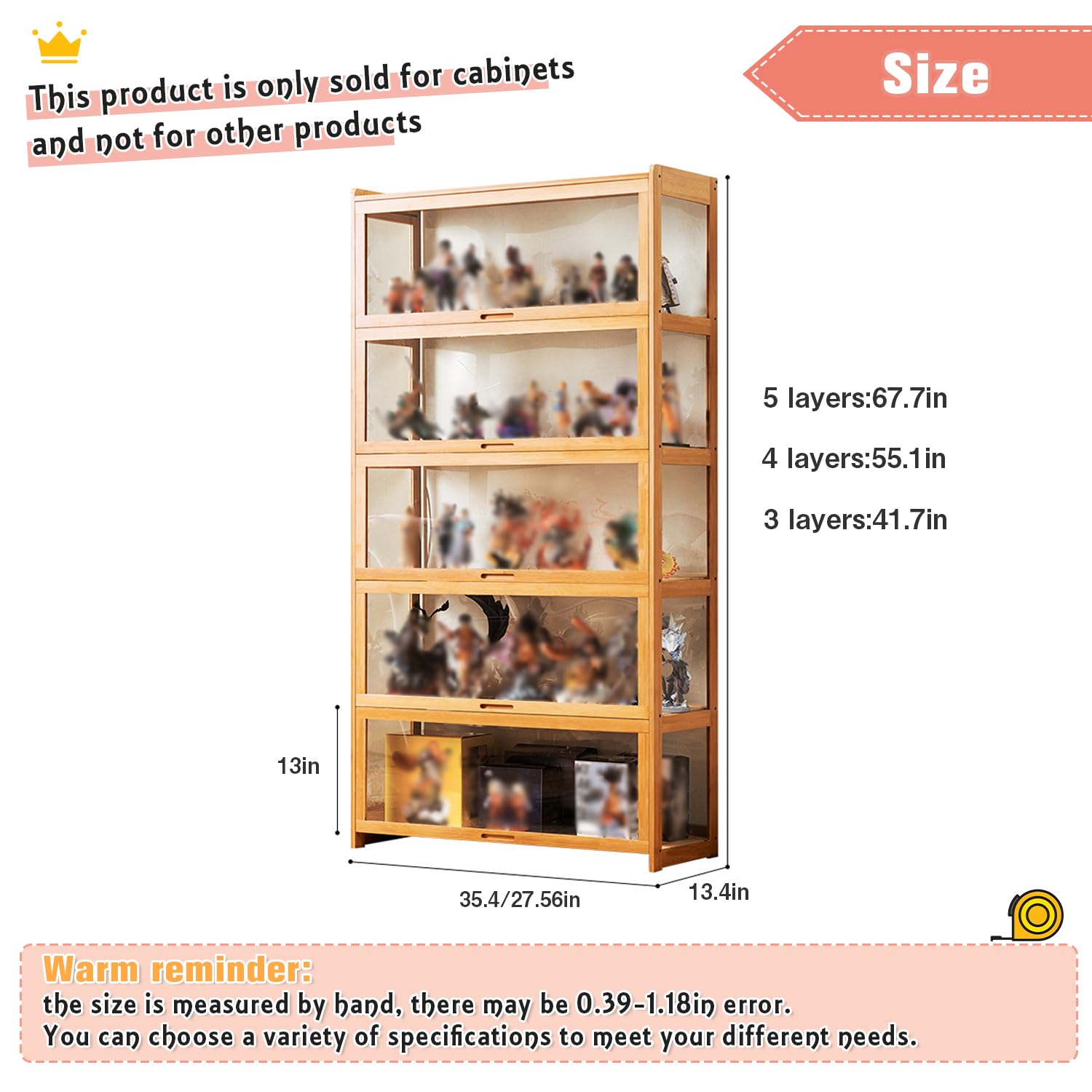 35.4x13.4x67.7in Acrylic Display Cabinet with Flip Door - Bamboo Curio Cabinet & Glass Shelf for Collectibles, Home Decor Storage - Easy Assembly (Brown) - Perfect for Living Room, Office, or Retail Showcase