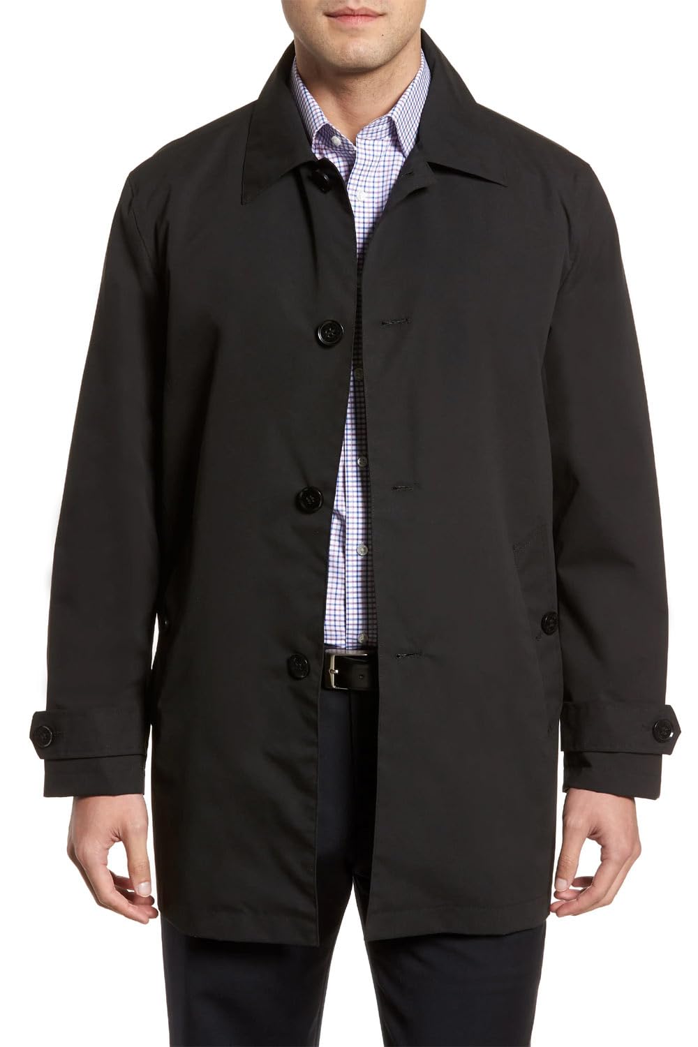 Cole Haan Men's Waterproof Stand Collar Rain Jacket - Lightweight Windbreaker for Outdoor Activities, Commuting & Travel