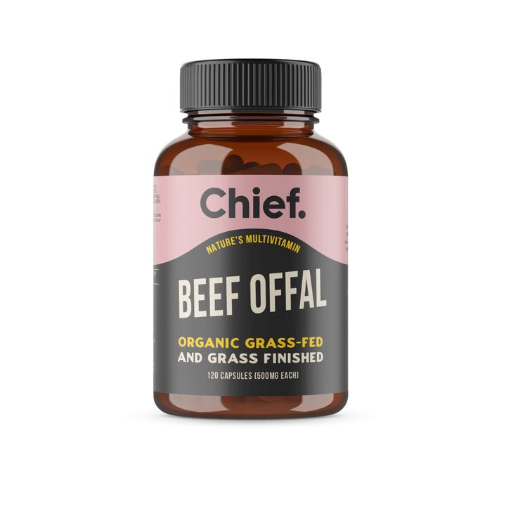 Chief Organic Beef Offal Multivitamin Capsules - Grass-Fed Beef Liver Supplement for Energy, Immunity & Vitality - Perfect for Athletes, Paleo & Keto Diets