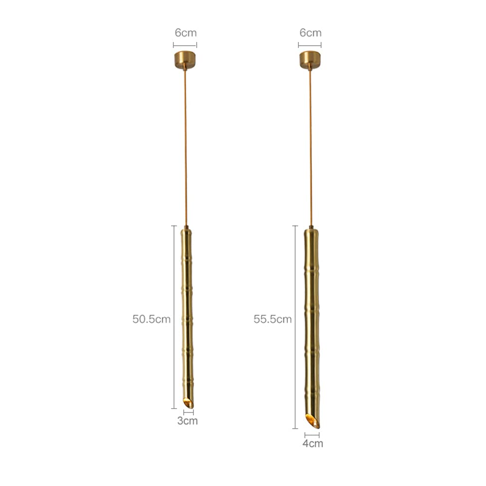 Vintage Bamboo Tube Pendant Light - 5W G9 LED Ceiling Lamp with Adjustable Height & Gold Finish | Modern Farmhouse, Restaurant & Bedroom Lighting Fixture