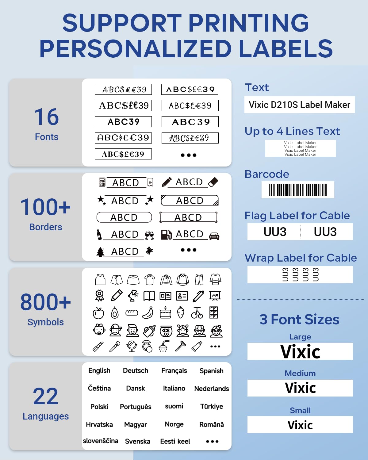 D210S Portable Label Maker Machine with Keyboard & USB-C Cable - Waterproof Label Printer for Home, Office, School Organization - Create Custom Labels for Storage, Files, Pantry & More