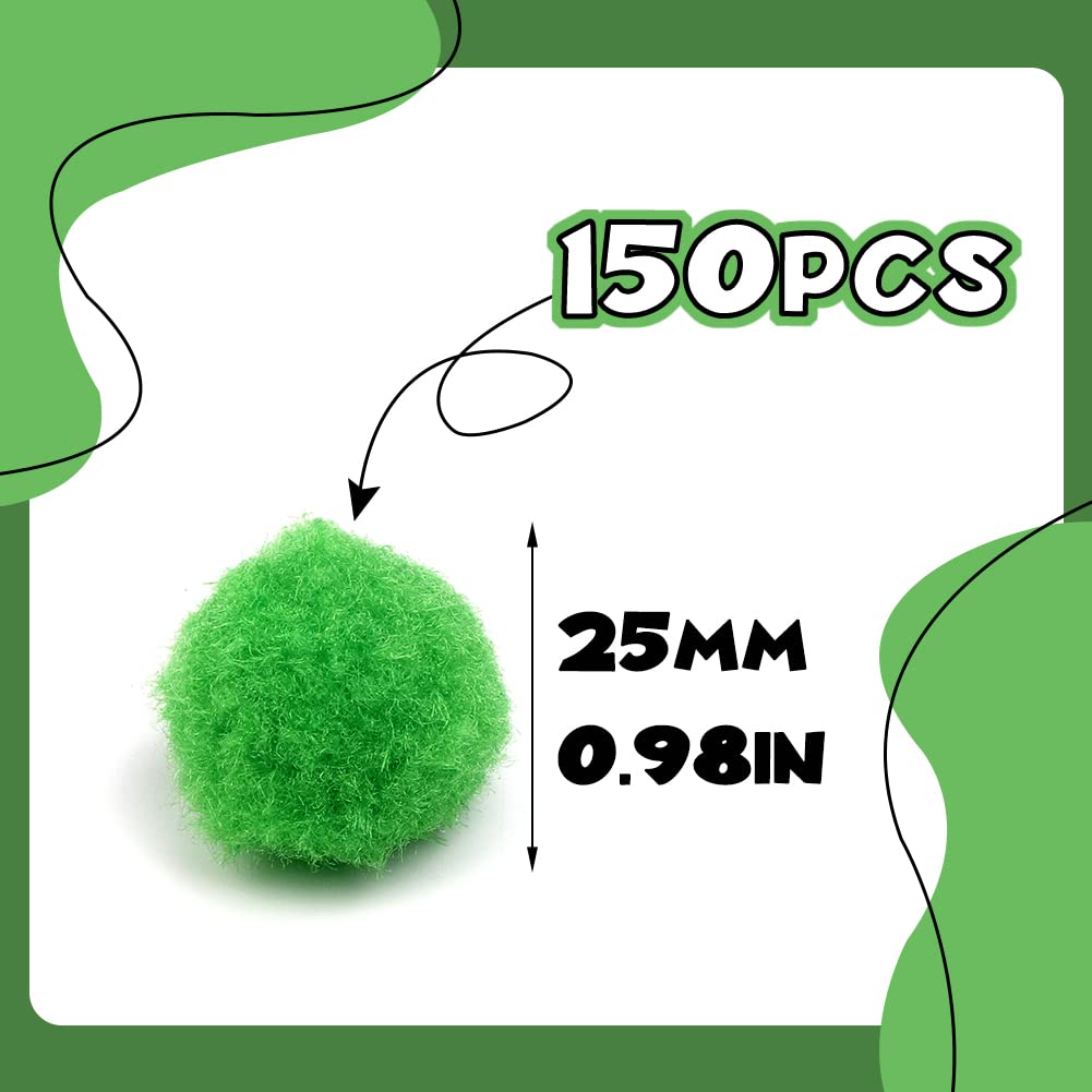 150 Pieces 1 Inch Green Pom Poms for DIY Crafts - Soft Fuzzy Pompom Balls for Easter Decorations, Mother's Day Crafts, Scrapbooking & Kids Art Projects - Perfect for Party Decor, Classroom Activities & Gift Making