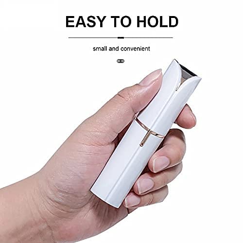 Women's Hair Remover - Mini Epilator & Trimmer for Face, Upper Lip, Chin, Eyebrows | Portable Lipstick-Shaped Design with Battery (Golden White) | Perfect for Travel, Home Use & Skincare Routine