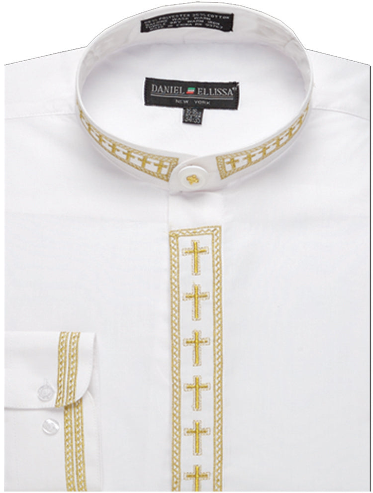 Daniel Ellissa Banded Collar DS2005 C White Gold Women's Fashion Blouse - Perfect for Office Wear, Date Nights & Special Occasions