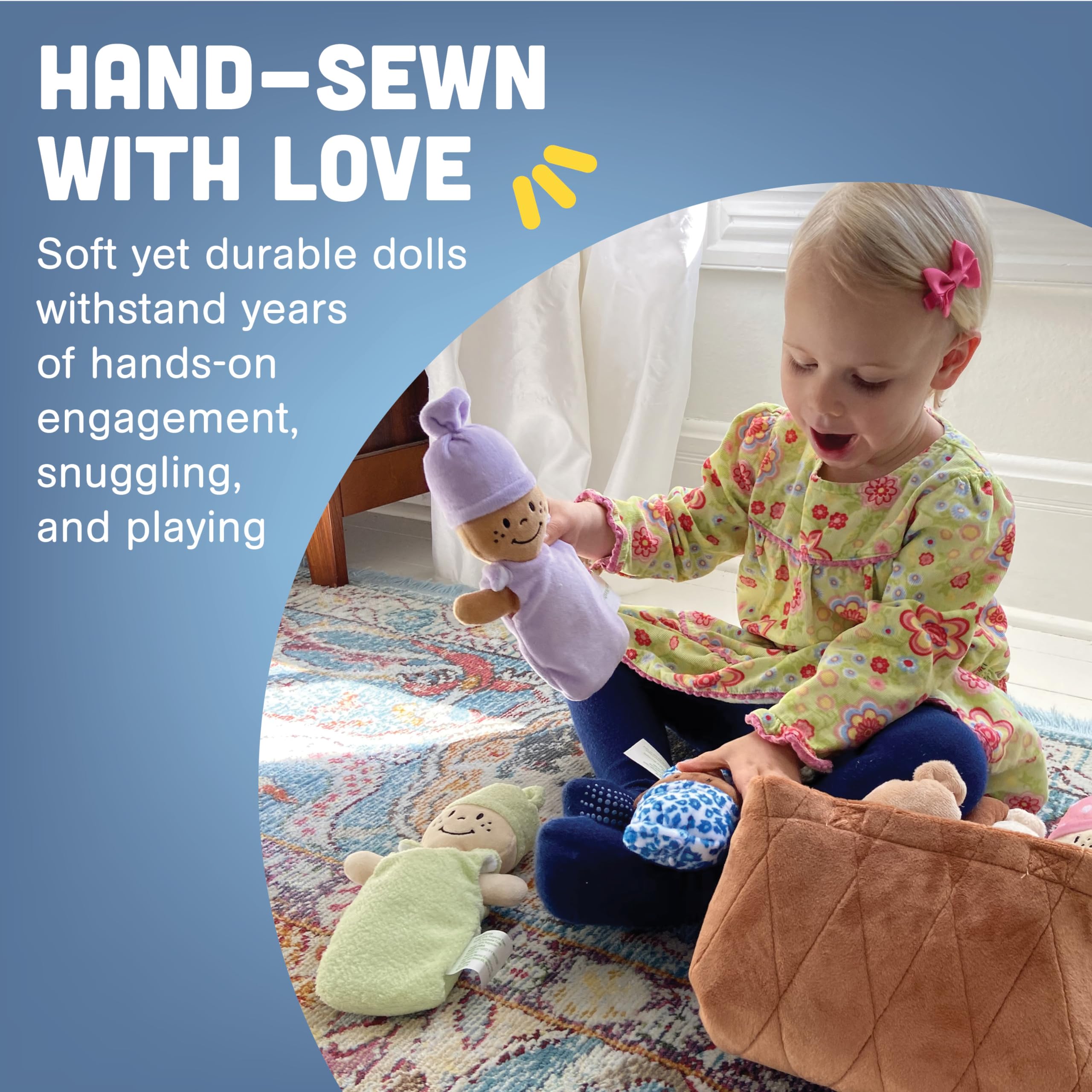 Creative Minds Basket of Babies - 6 Soft Baby Dolls Set, Multicultural & Diverse Plush Sensory Toys for Social Emotional Learning - Perfect for Toddlers, Kids & All Ages - Great for Playtime, Education & Inclusion Activities