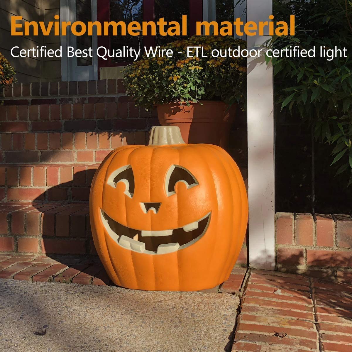 20in LED Lighted Halloween Jack o' Lantern Pumpkin Decor - Indoor/Outdoor Halloween Party Decorations for Porch, Yard & Home