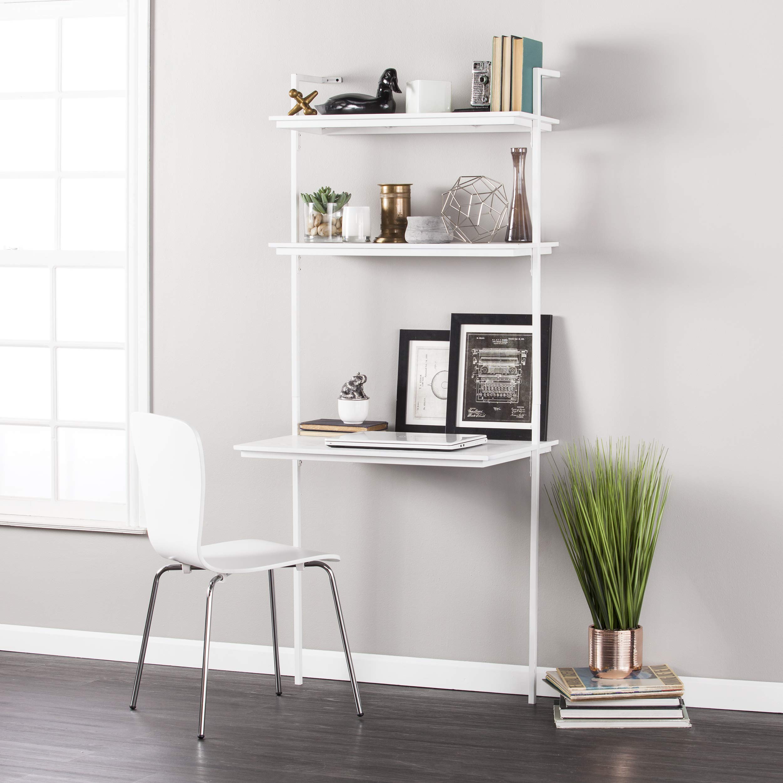SEI Furniture Haeloen 30 Inch White Wall Mounted Desk - Space Saving Floating Desk for Small Home Office, Dorm Room & Apartment