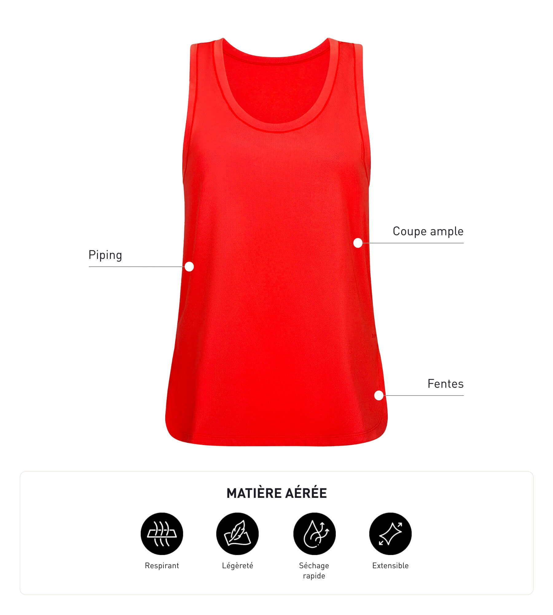 Women's Long Sports Tank Top - Breathable Viscose Orange Workout Top for Running, Yoga & Gym | DIM MOVE Activewear