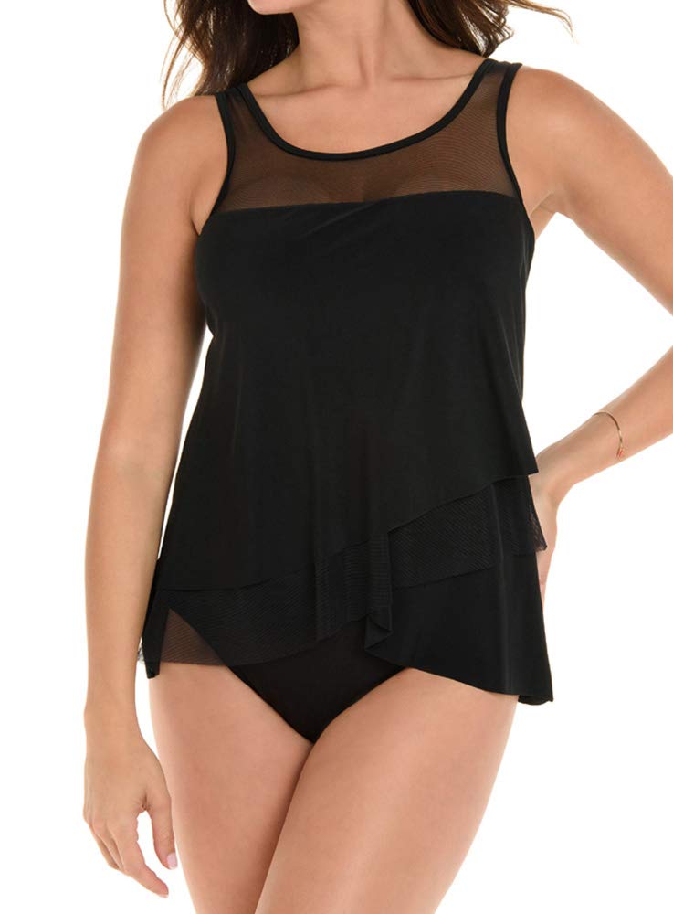 Miraclesuit Women's DD-Cup High Neck Underwire Tankini Top - Supportive Swimwear for Large Bust - Perfect for Beach, Pool & Vacation