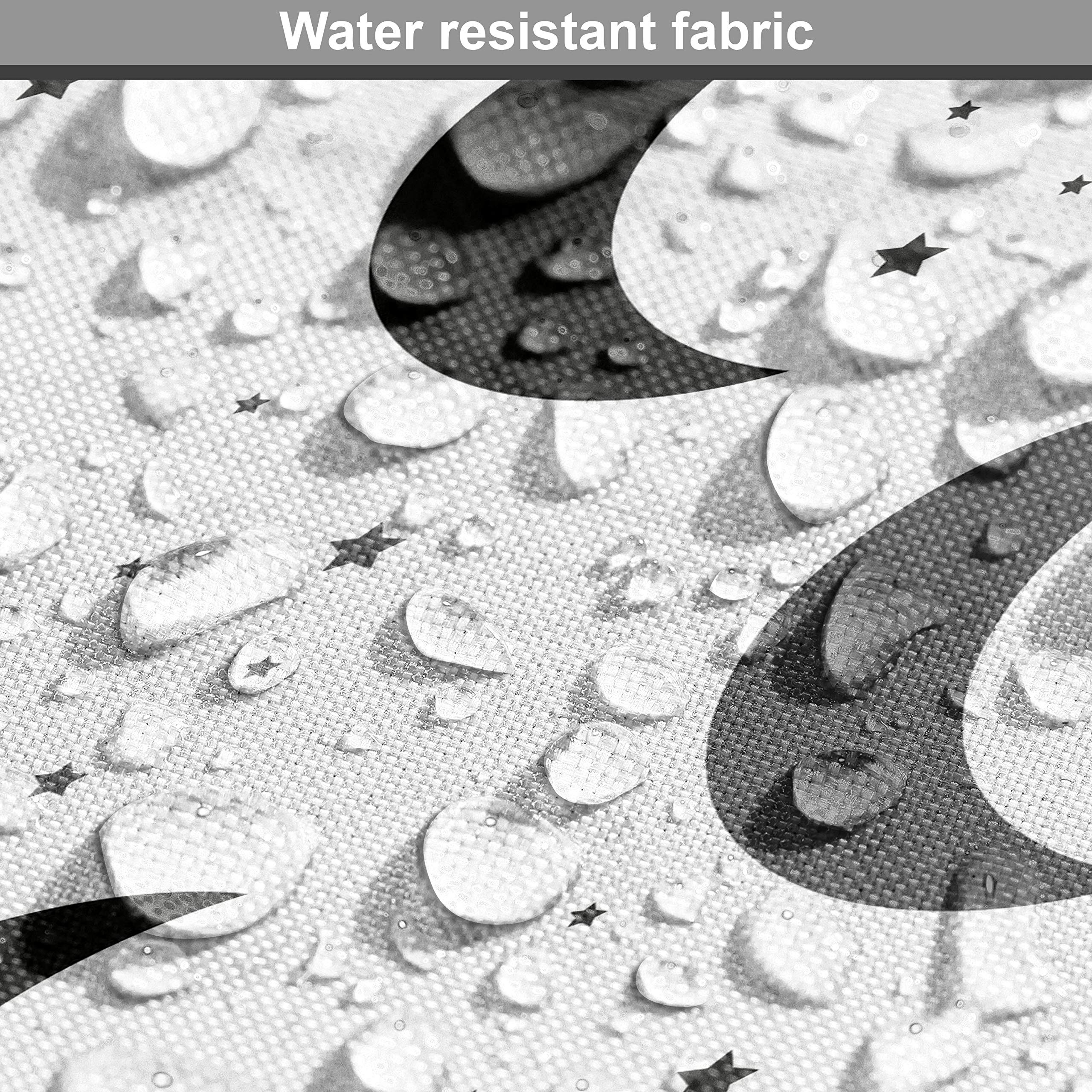 Ambesonne Moon and Stars Fabric by The Yard - Dark Grey & White Boho Space Themed Decorative Fabric for Upholstery, Curtains, DIY Home Decor (10 Yards) - Perfect for Bedroom, Living Room & Bohemian Style Interiors