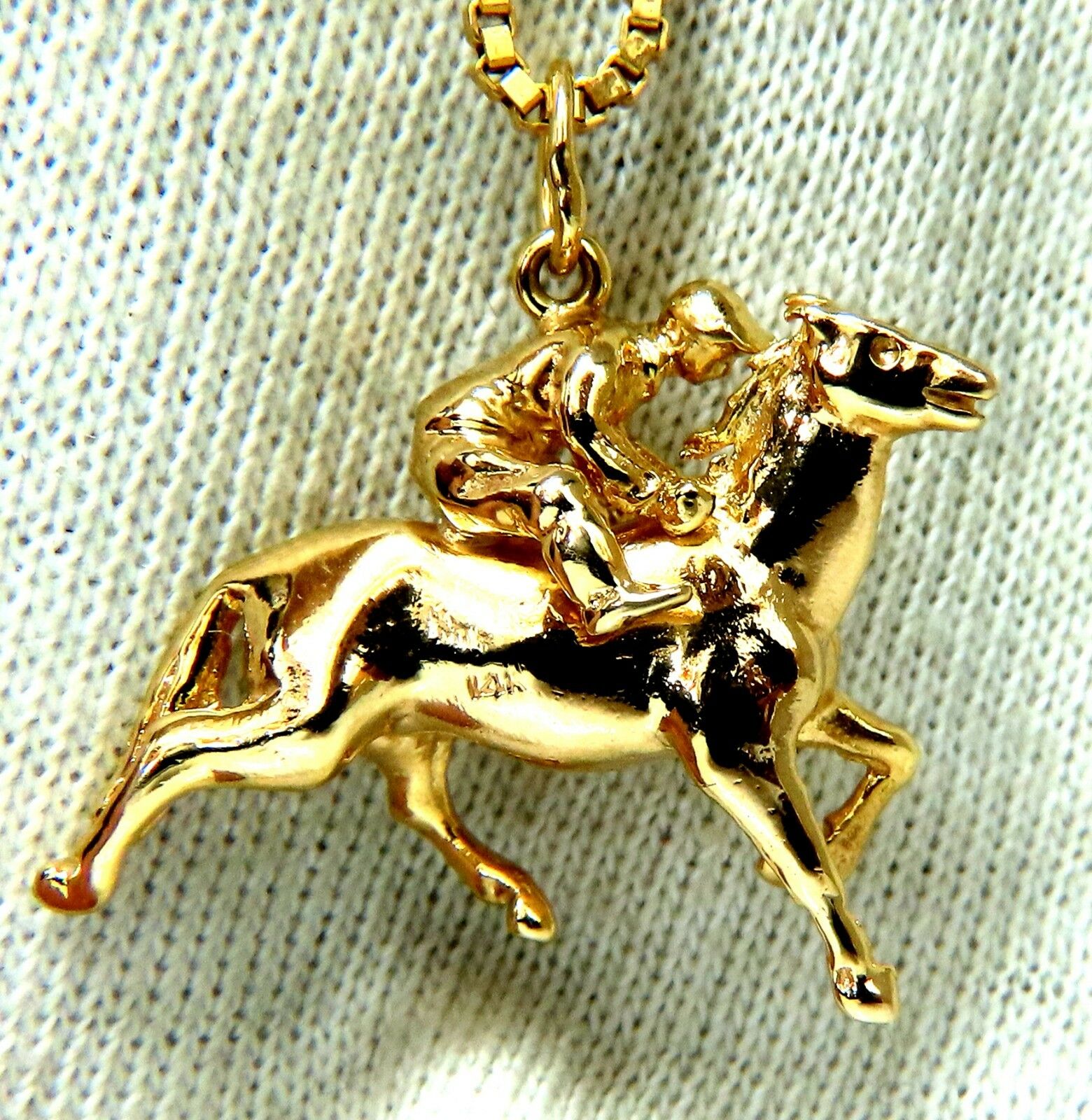 Jockey High Speed Derby Racer Necklace - 14K Gold Horse Racing Jewelry for Women & Men - Perfect for Equestrian Events, Kentucky Derby, and Horse Lovers Gifts