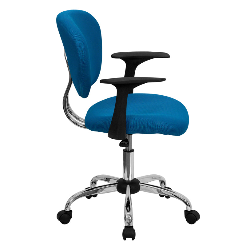 FLASH Beverly Mid Back Black Mesh Office Chair with Padded Seat, Swivel & Adjustable Height, Chrome Base & Arms - Ergonomic Desk Chair for Home & Office Workspace