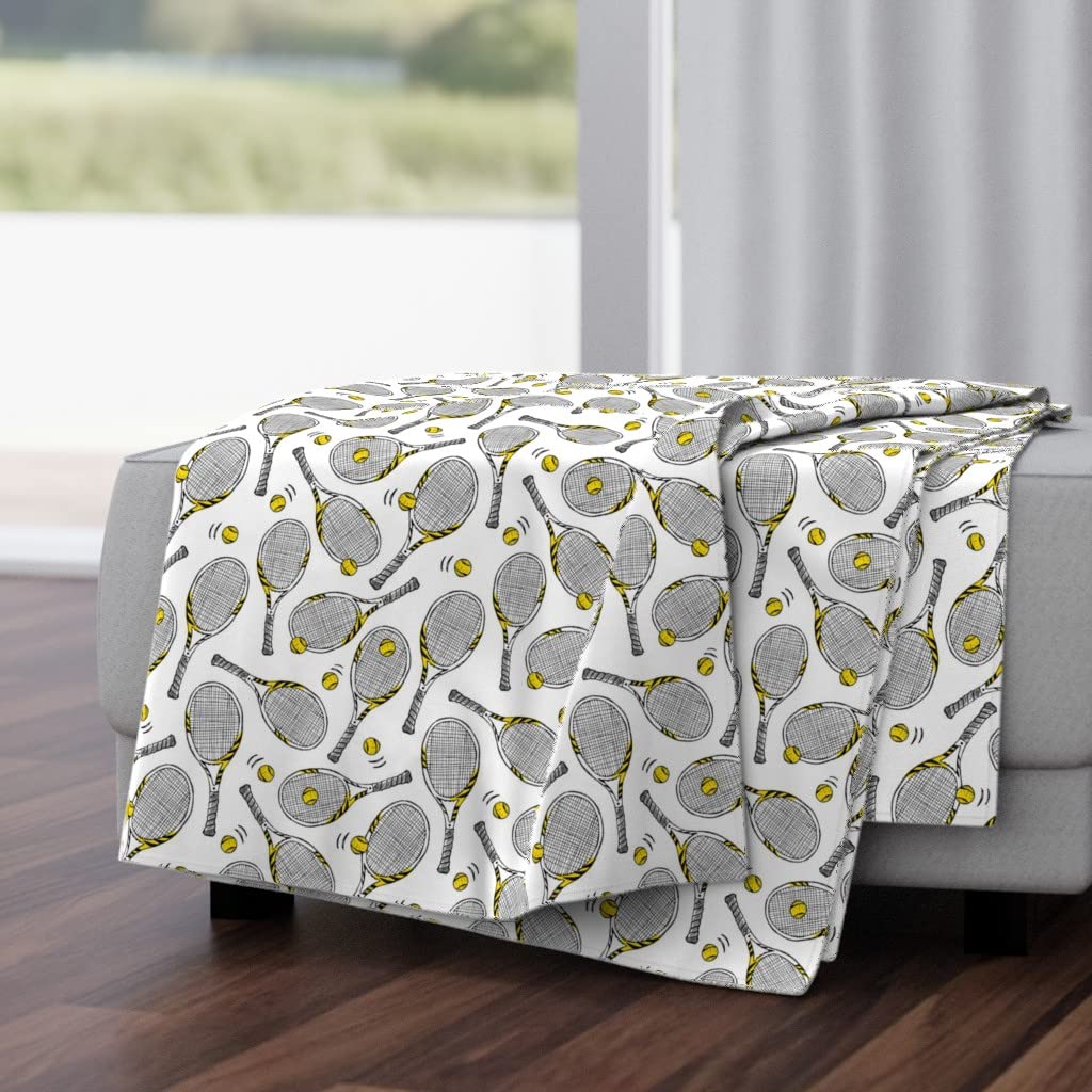 Soft Plush Minky Throw Blanket 50x70 Inches - Vintage Tennis Racket Print Cozy Blanket for Bed, Couch & Sports Fans | Perfect Gift for Tennis Lovers