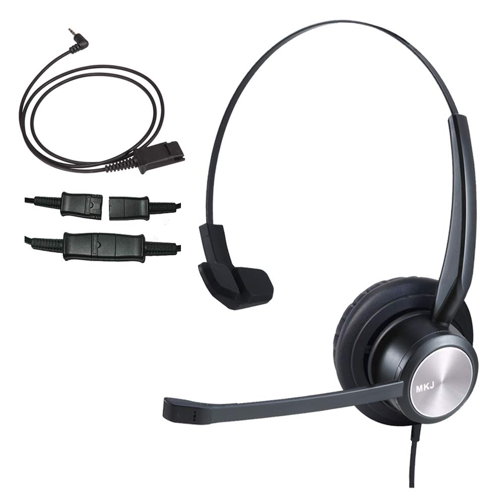 2.5mm Noise Canceling Telephone Headset with Microphone - Compatible with Panasonic KX-TGF380M, KX-TGFA50, KX-TPA65, KX-DT546, Cisco SPA303G, 525G, Uniden, AT&T, Vtech CS6114 - Ideal for Call Centers, Offices, and Remote Work