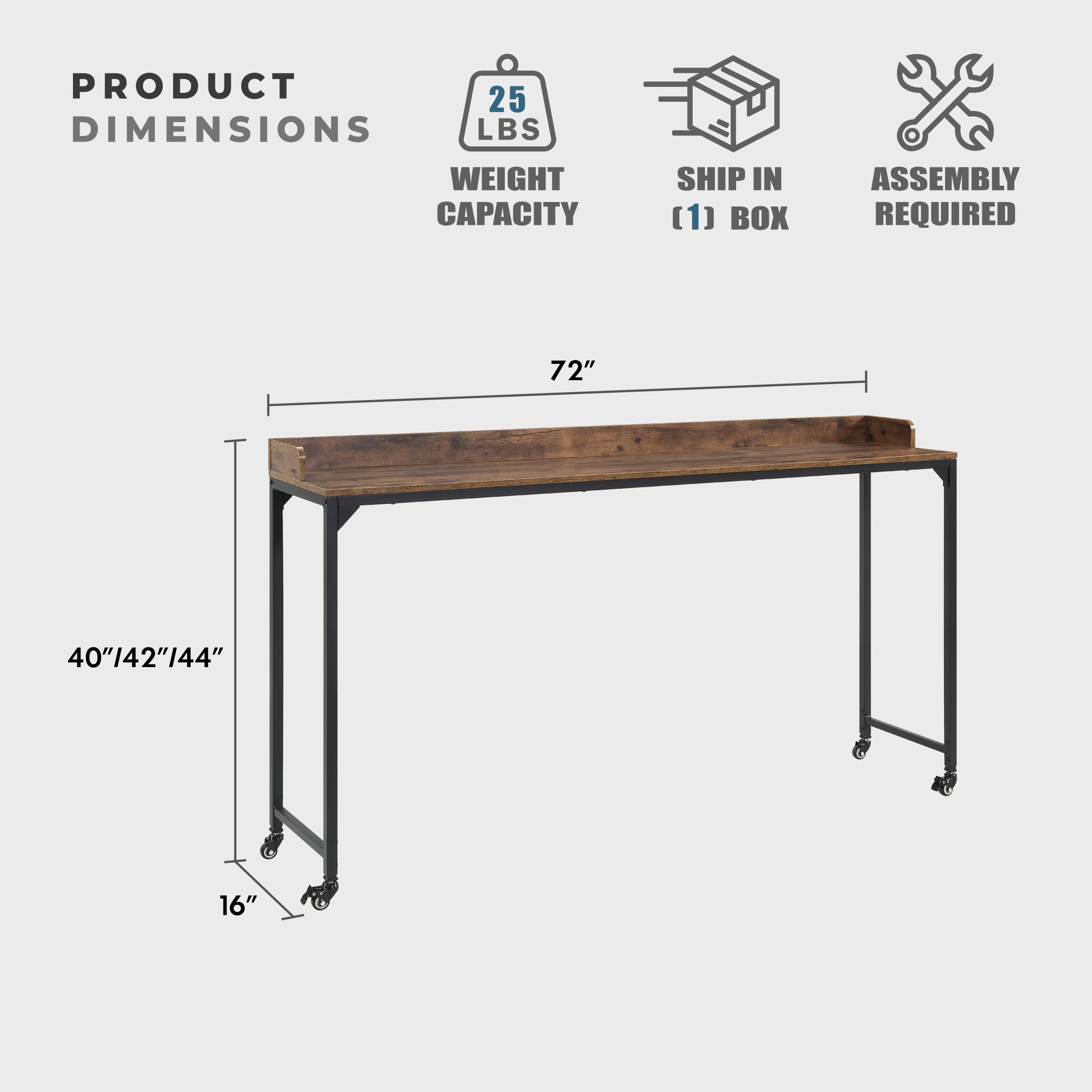 Lexicon Overbed Table with Wheels - 72