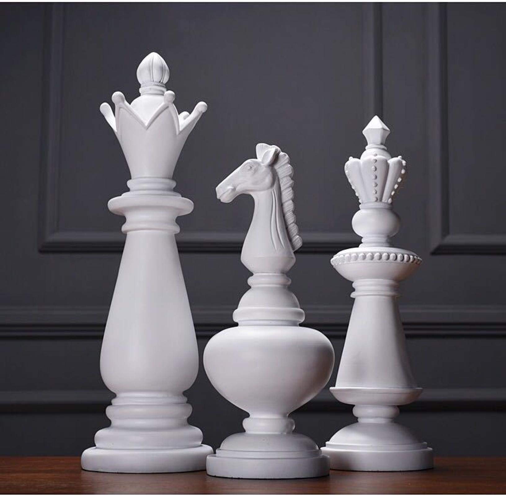 Premium Resin Chess Set - Handcrafted International Chess Pieces for Home Decor & Family Board Games | Elegant White Chess Figurines for Game Nights & Collectors